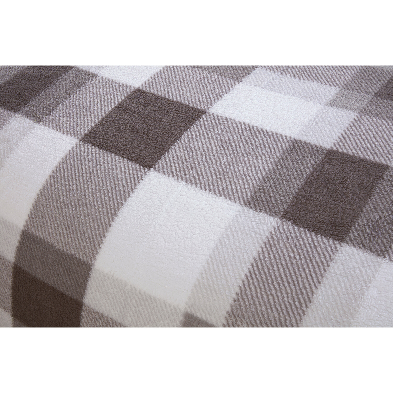 Teddy Fleece Printed Check Duvet Set - Grey / King Image 4