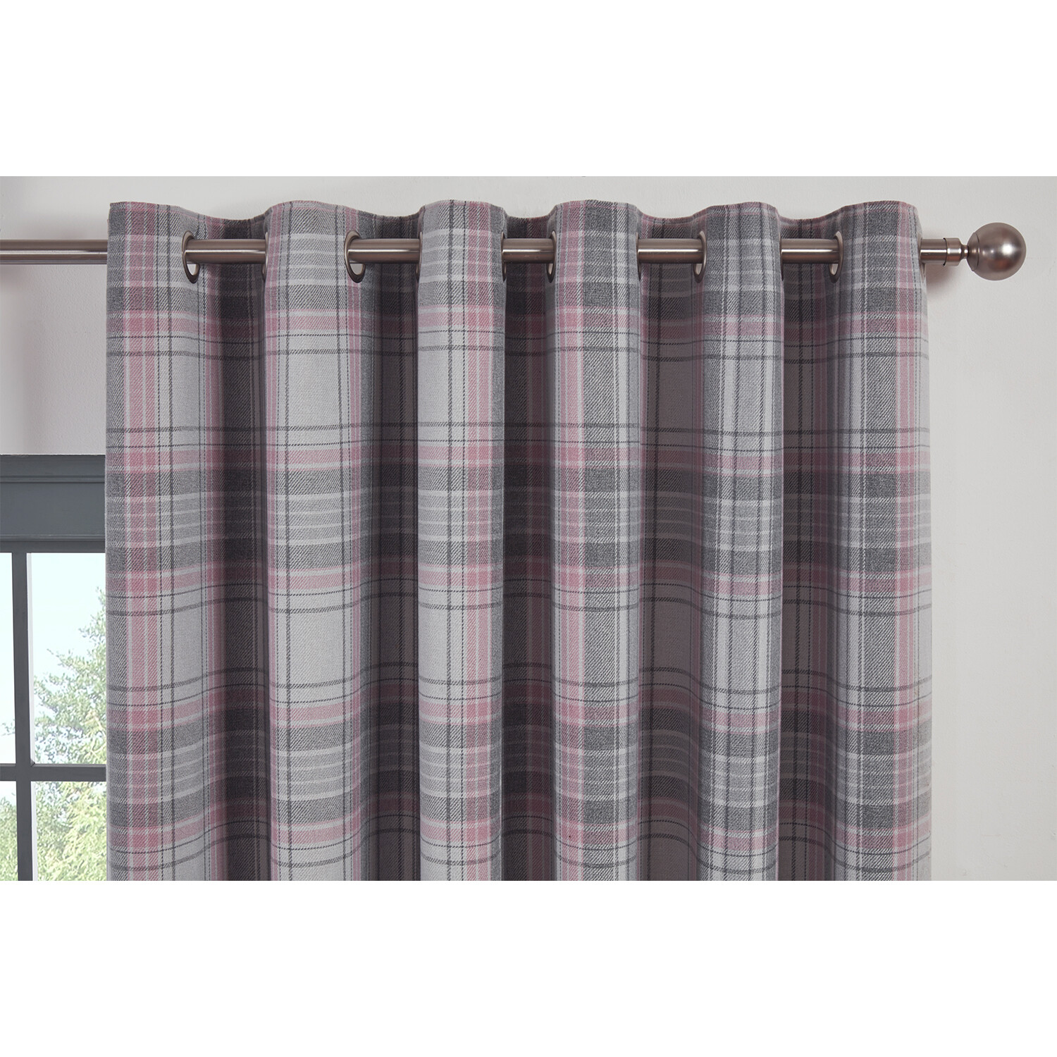 Divante Hatfield Blush Check Blackout Curtains 168 x 183cm Image 3