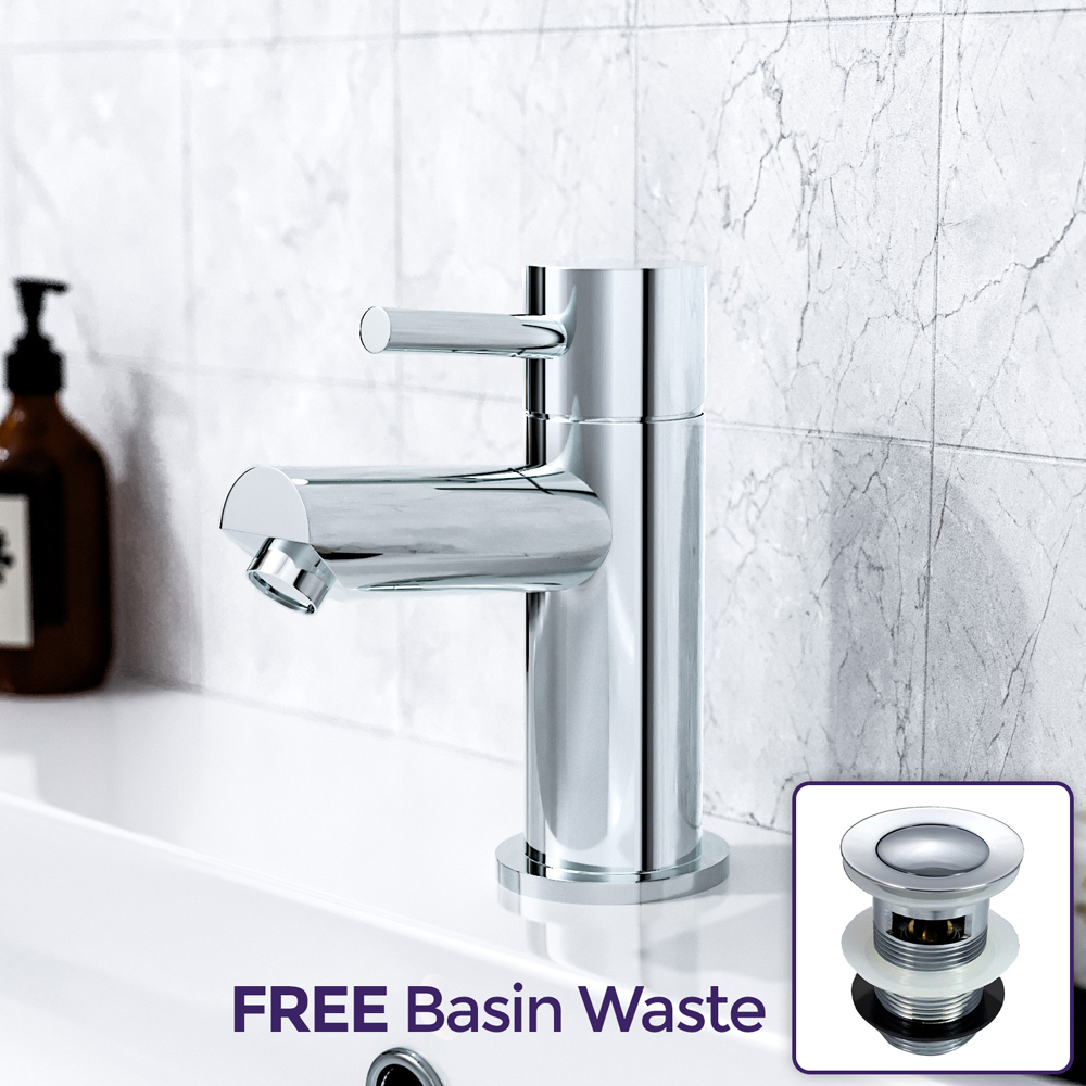 Nes Home Murphy Cloakroom Mono Basin Mixer Faucet Tap with Waste Chrome Image 3