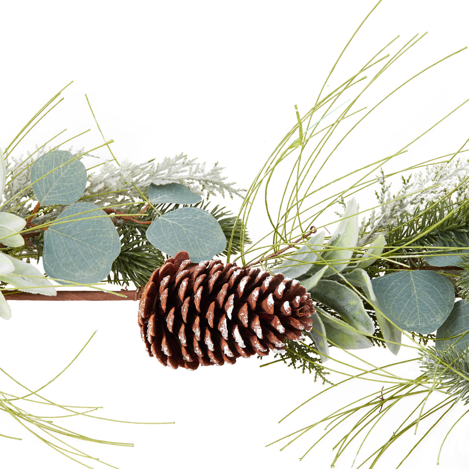 Festive LED Eucalyptus Pinecone Garland - Green Image 3