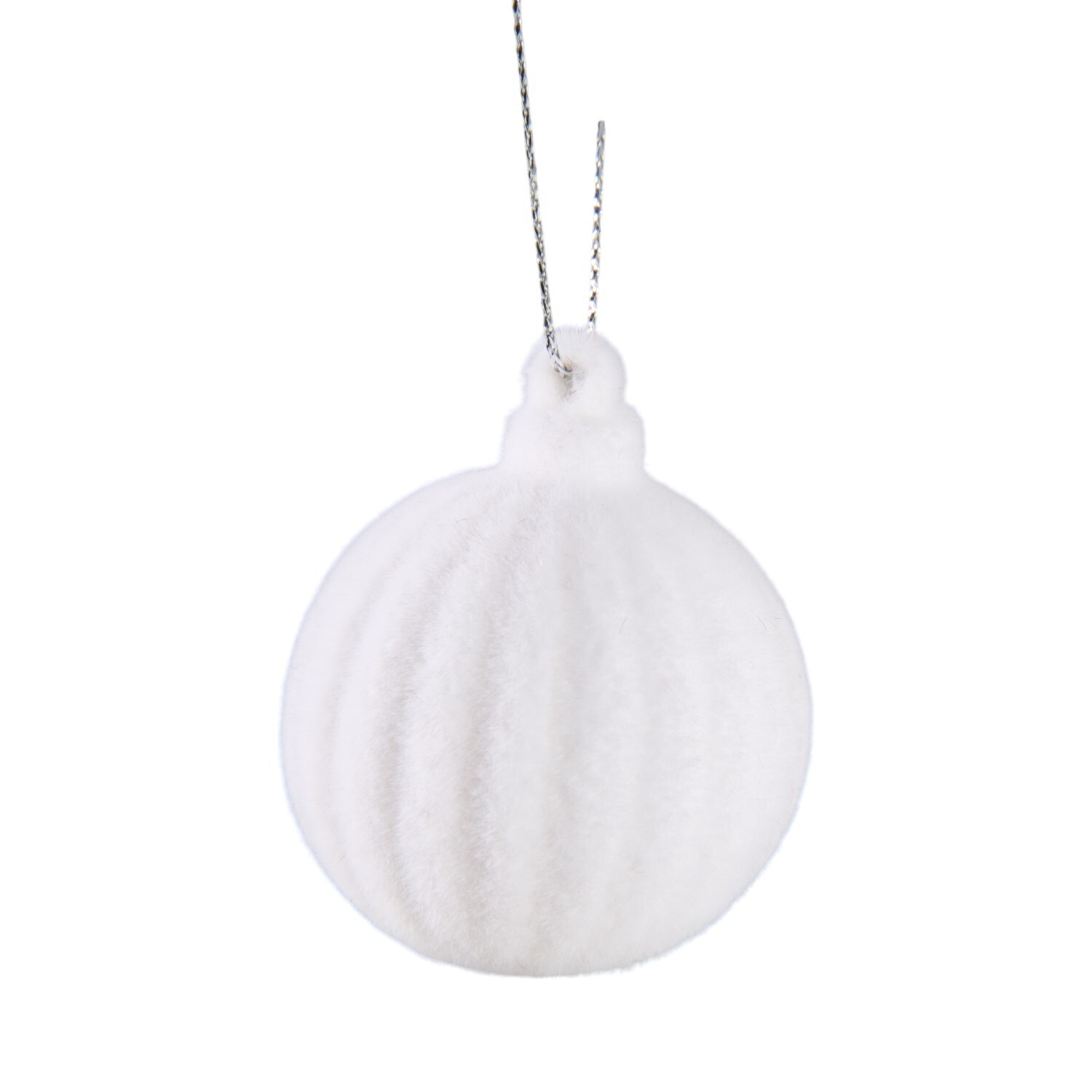 Set of 3 Flocked BaublesWhite Image 4
