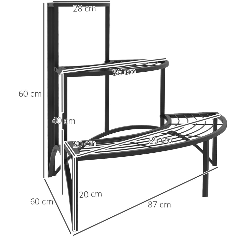 Outsunny 3 Tier Black Garden Plant Stand Image 9
