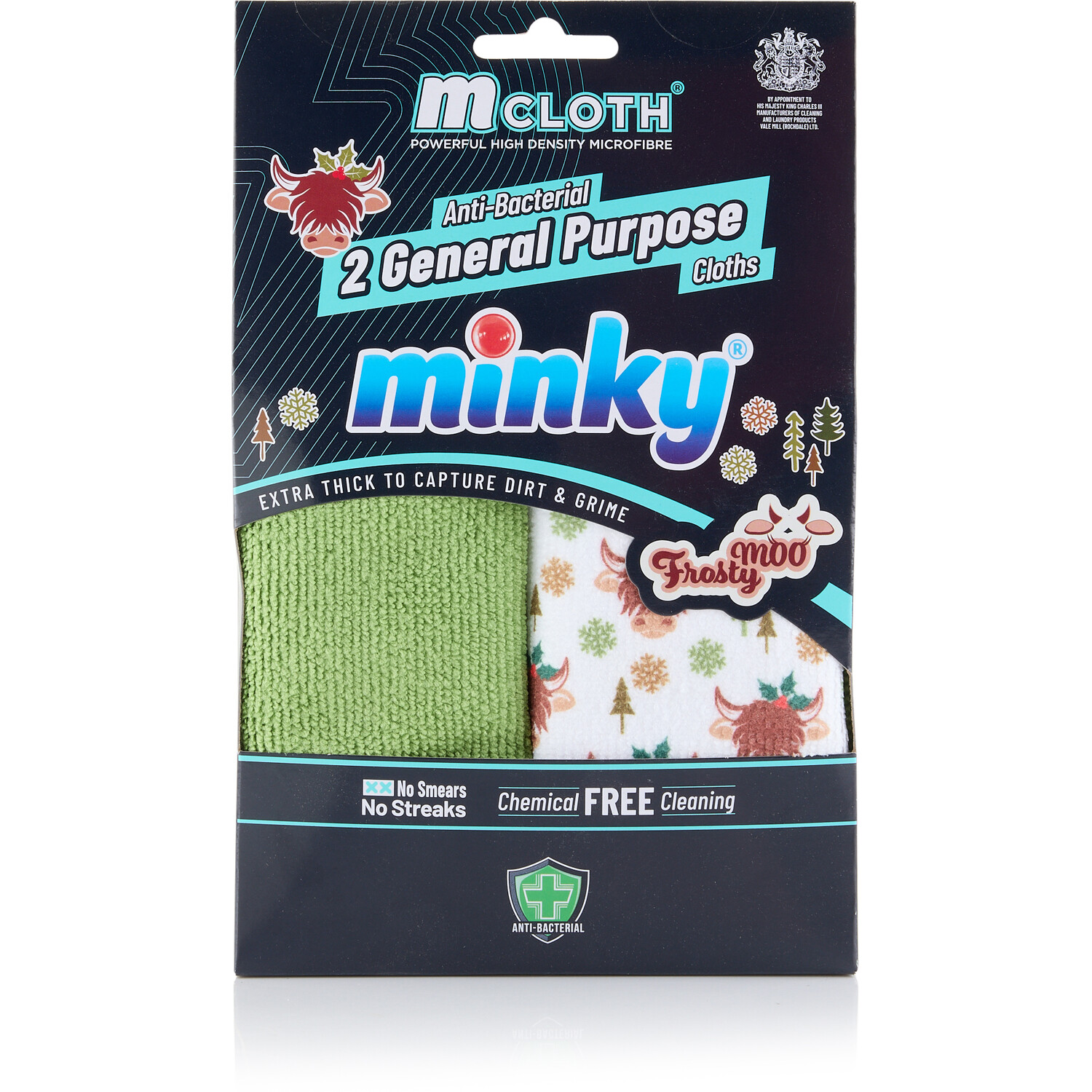 Pack of 2 Frosty Moo Antibacterial General Purpose Cloths Green Image 4