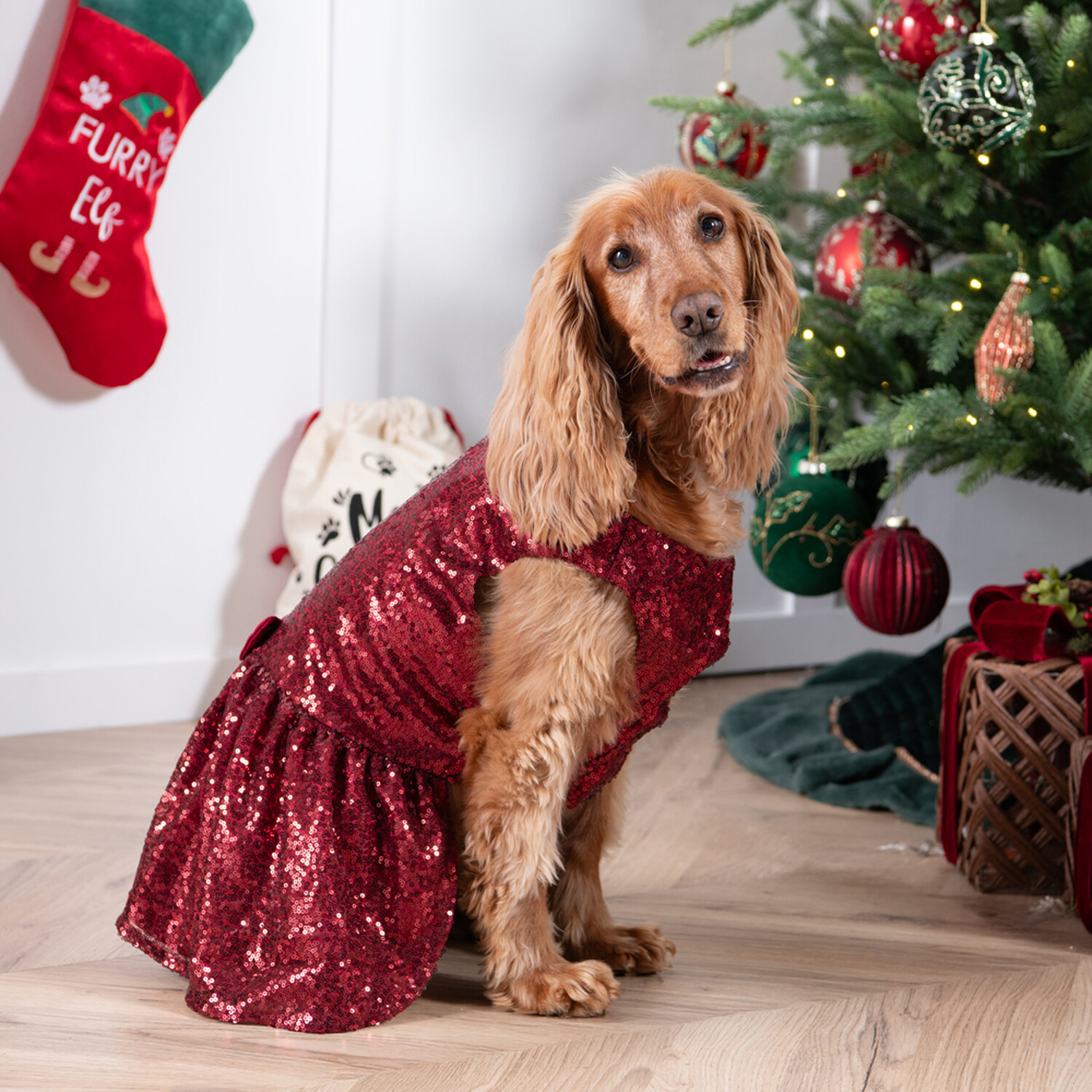 Sparkly Christmas Dog Dress L Image 2