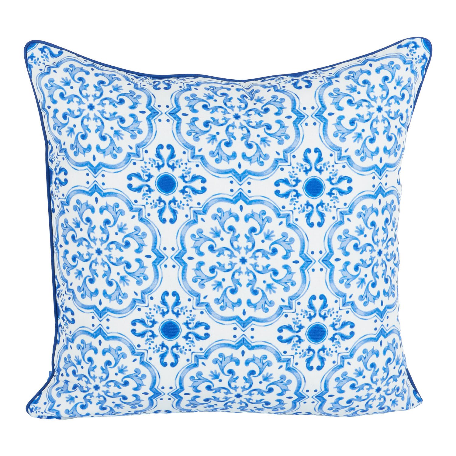 Amalfi Tile Reversible Cushion - Blue Image 4
