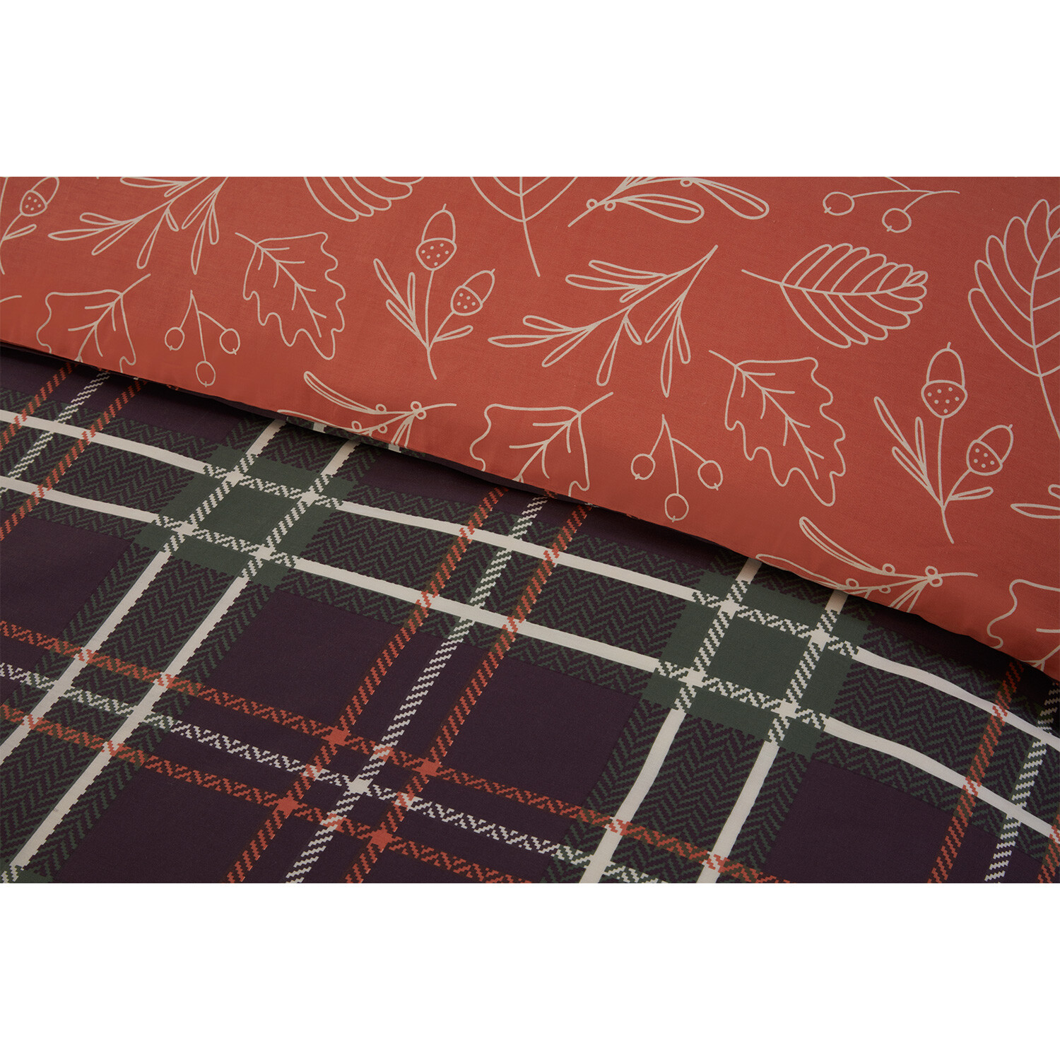 The Fall Collection Autumn Check Reversible Duvet Cover and Pillowcase Set - Single Image 4