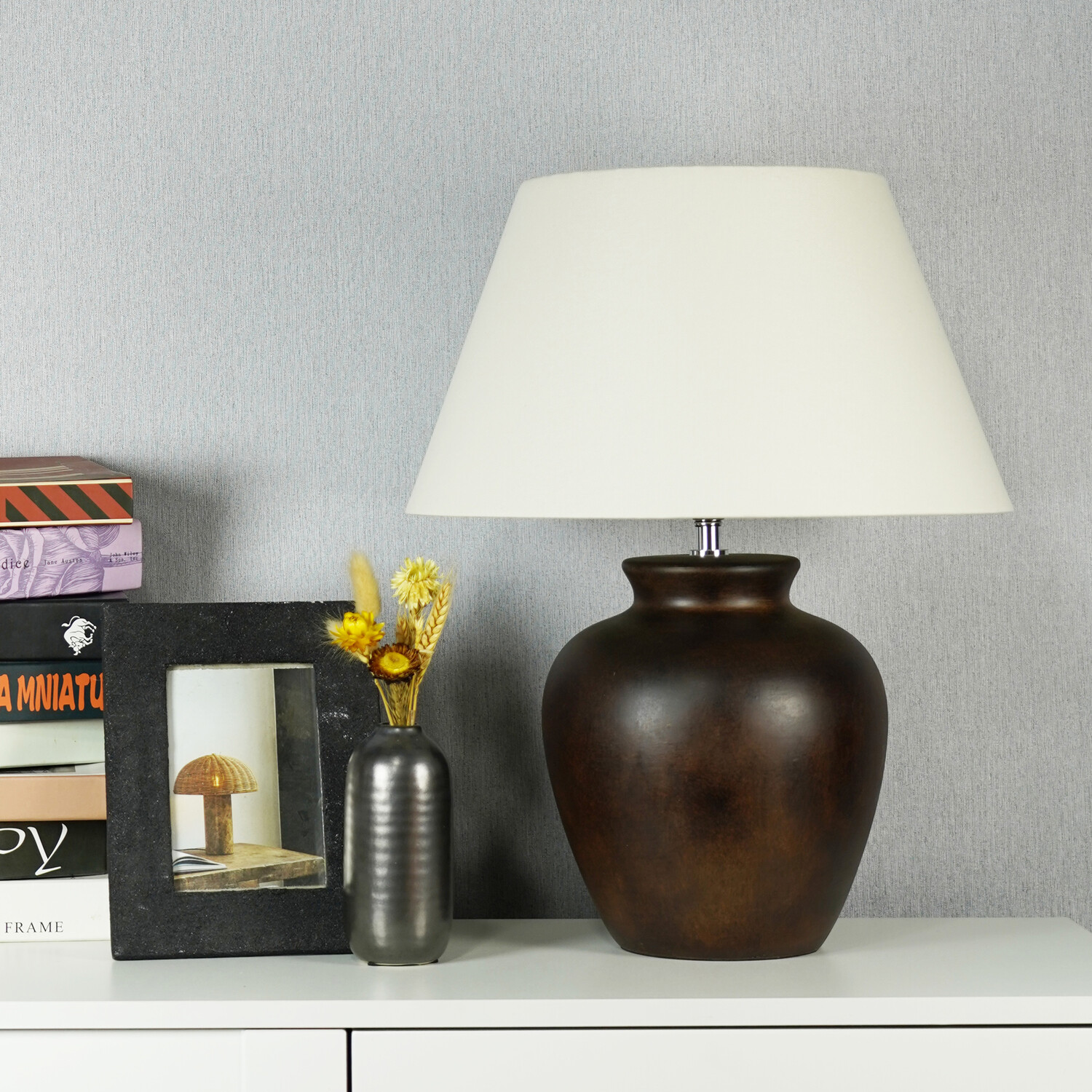 Elmsley Table Lamp - Brown and White Image 8