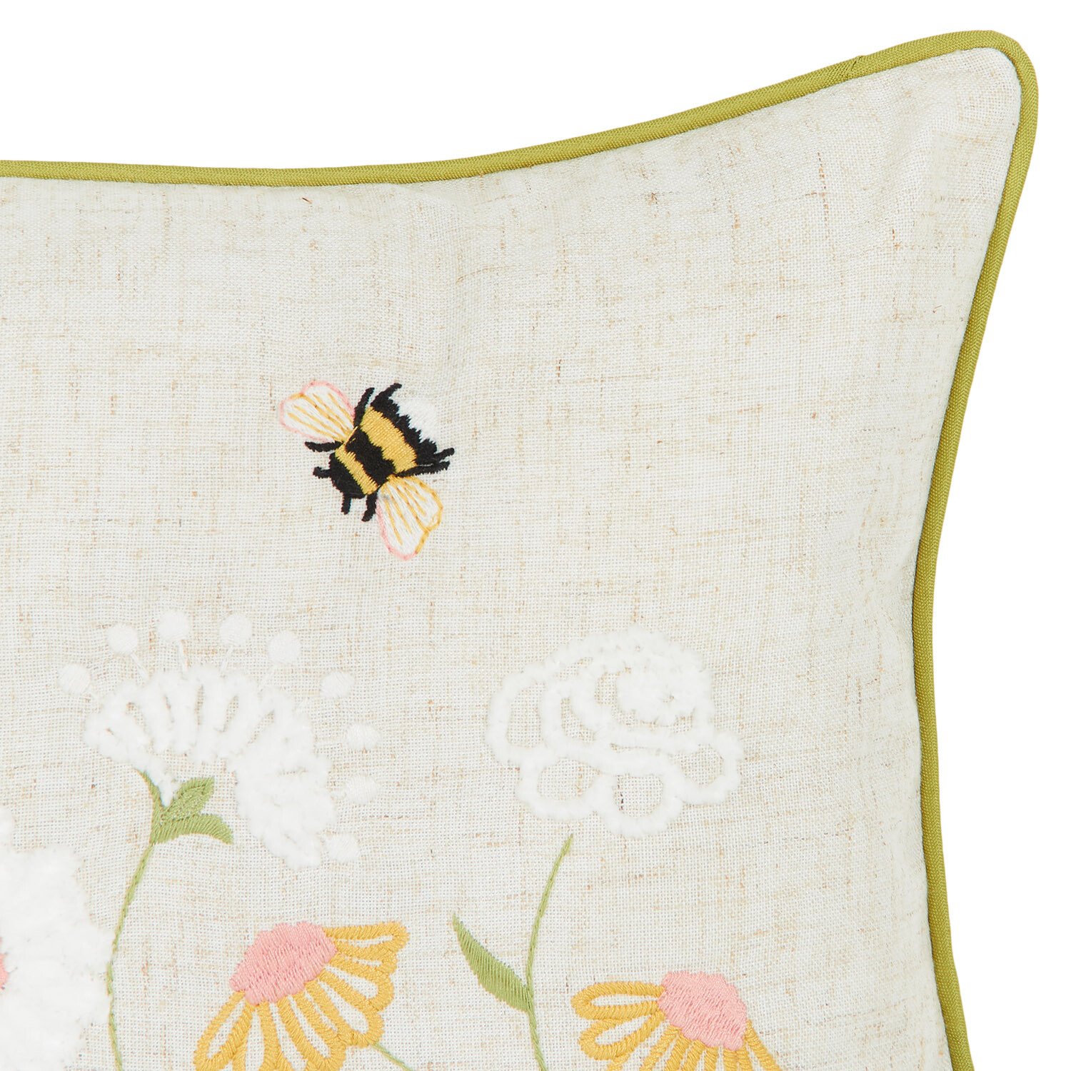 Meadow Flowers Embroidered Cushion - Multicolour Image 3