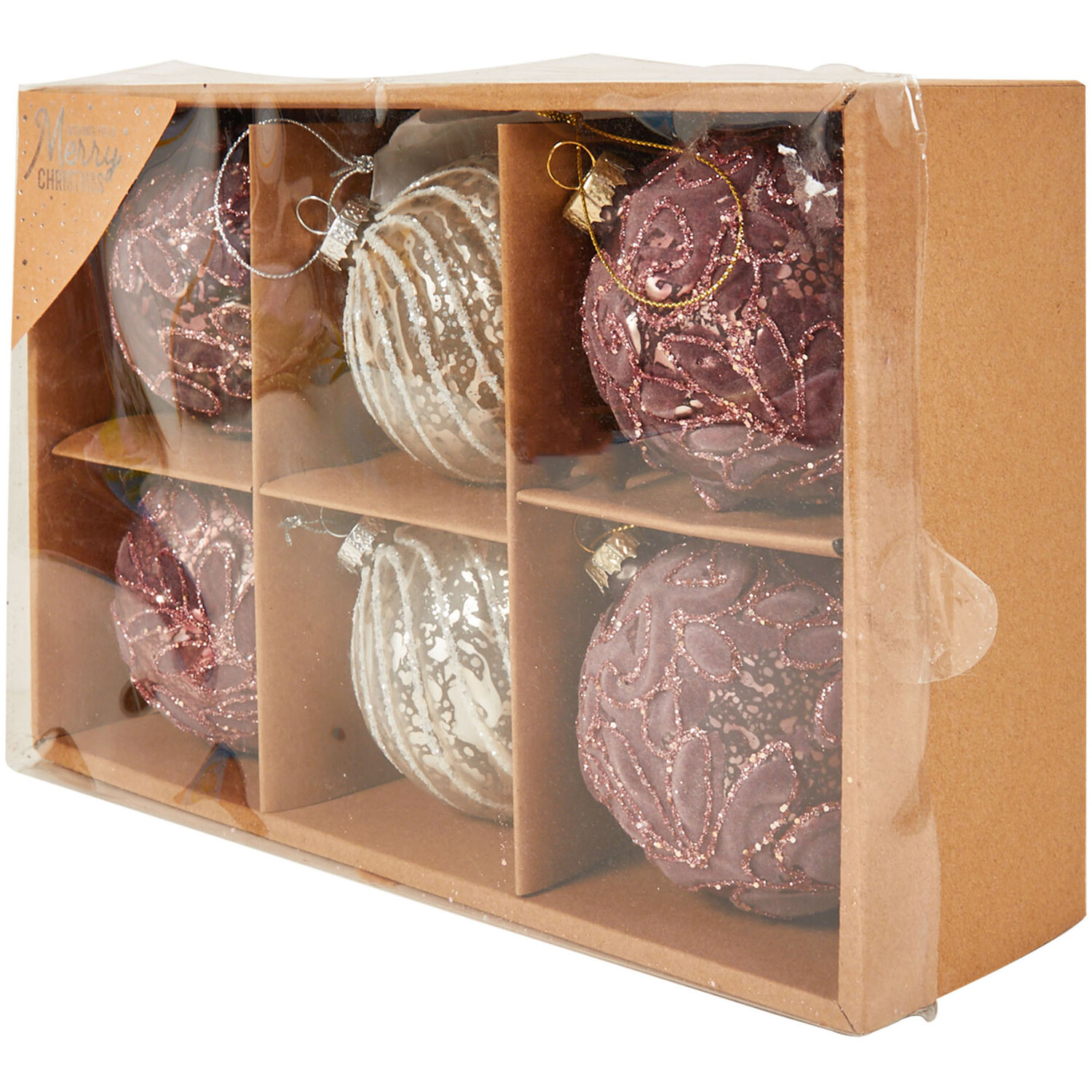 Set of 6 Glass Antique Ballroom Baubles Image 2