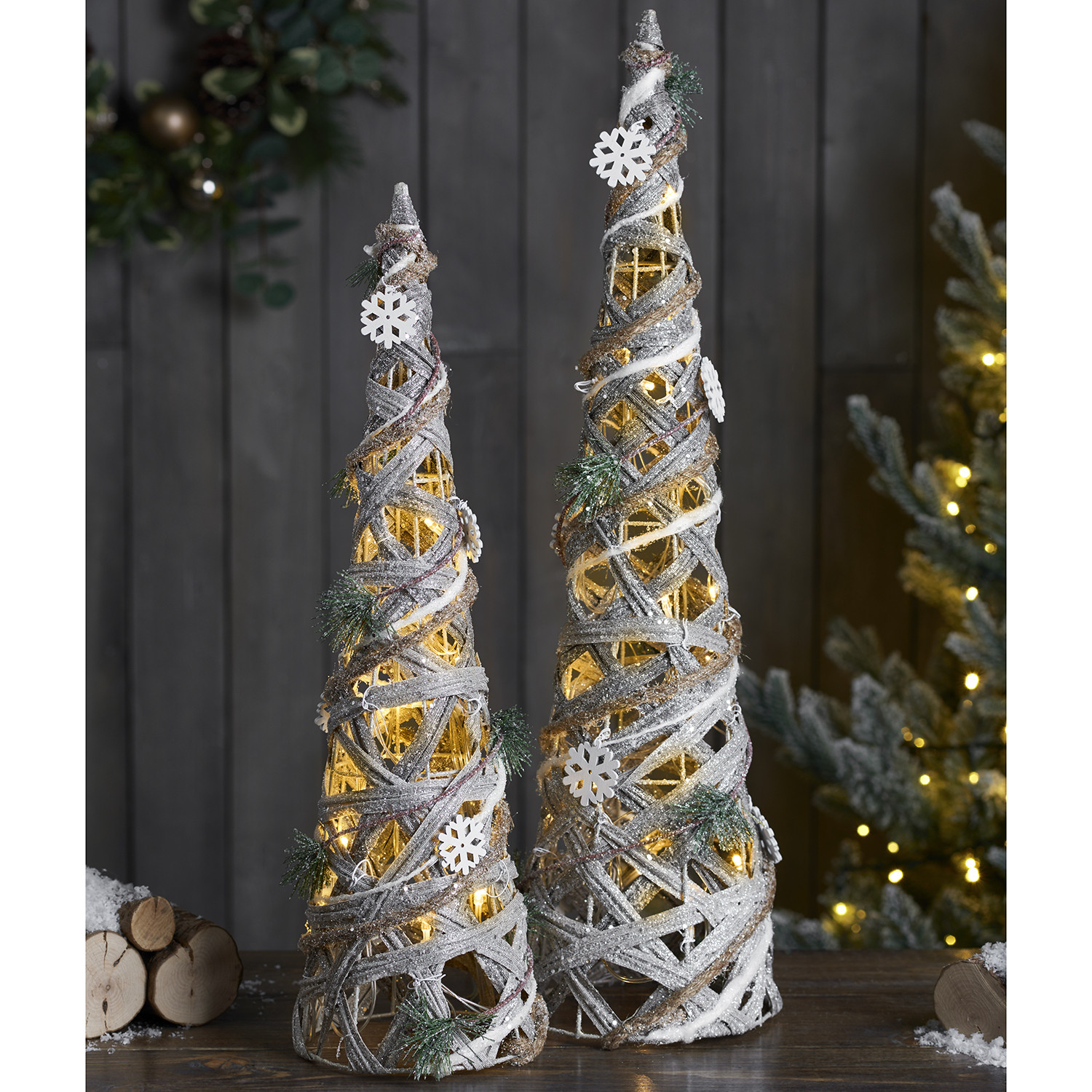 Alpine Lodge LED Woodland Cones Decoration Set of 2 Image 2