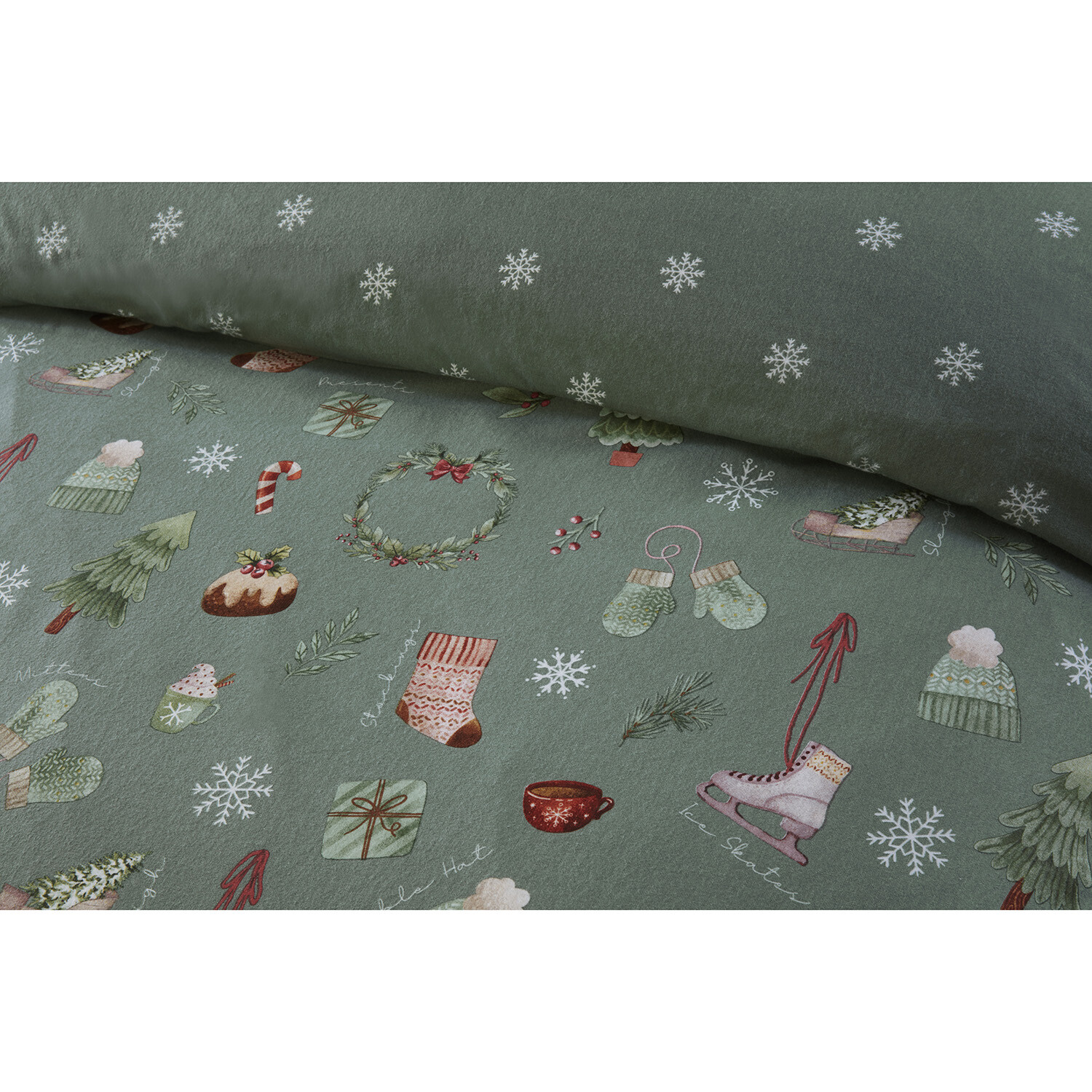 Winter Warmers Duvet Cover and Pillowcase Set - Green / Superking Image 3