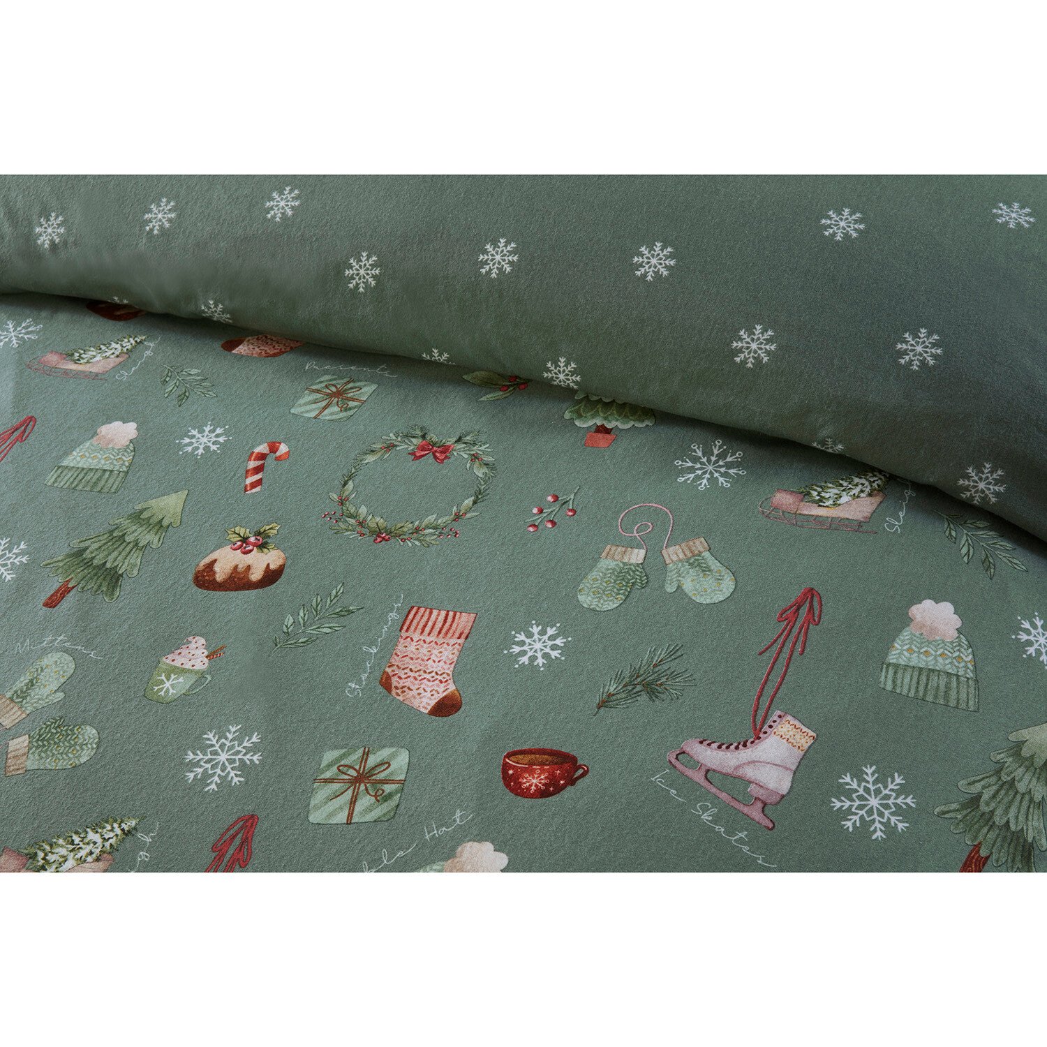 Winter Warmers Duvet Cover and Pillowcase Set - Green / King Image 4