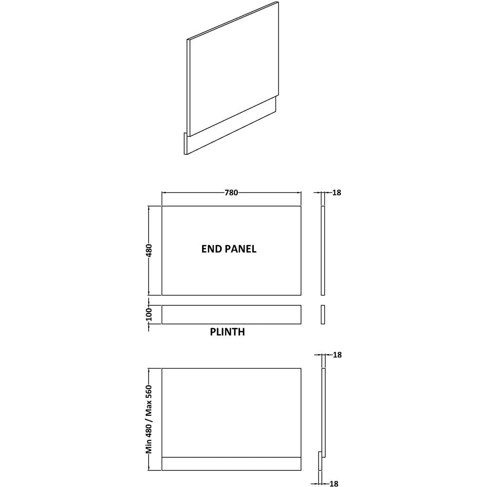 nuie Hudson Reed Satin Green Straight Bath End Panel with Plinth 800mm Image 2