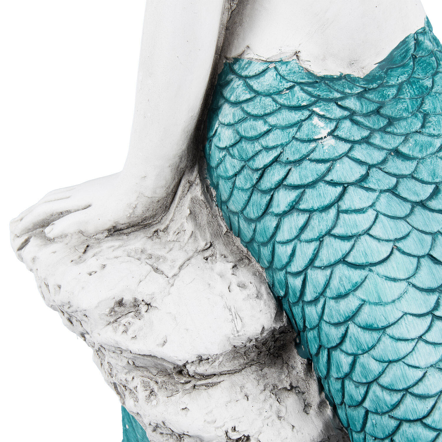 Sitting Mermaid Statue - White and Blue Image 4