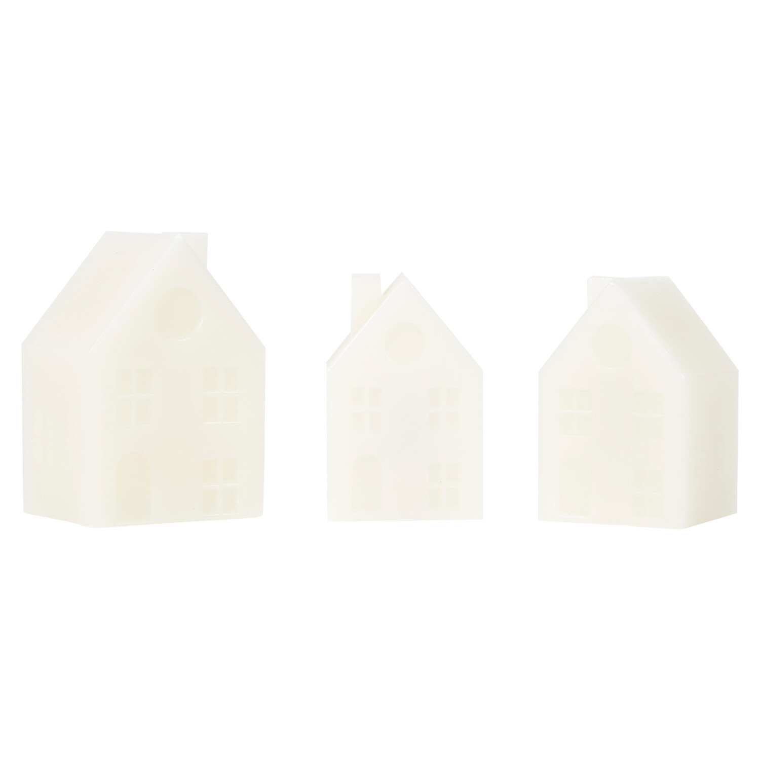 Set of 3 Houses LED Candles White Image 3