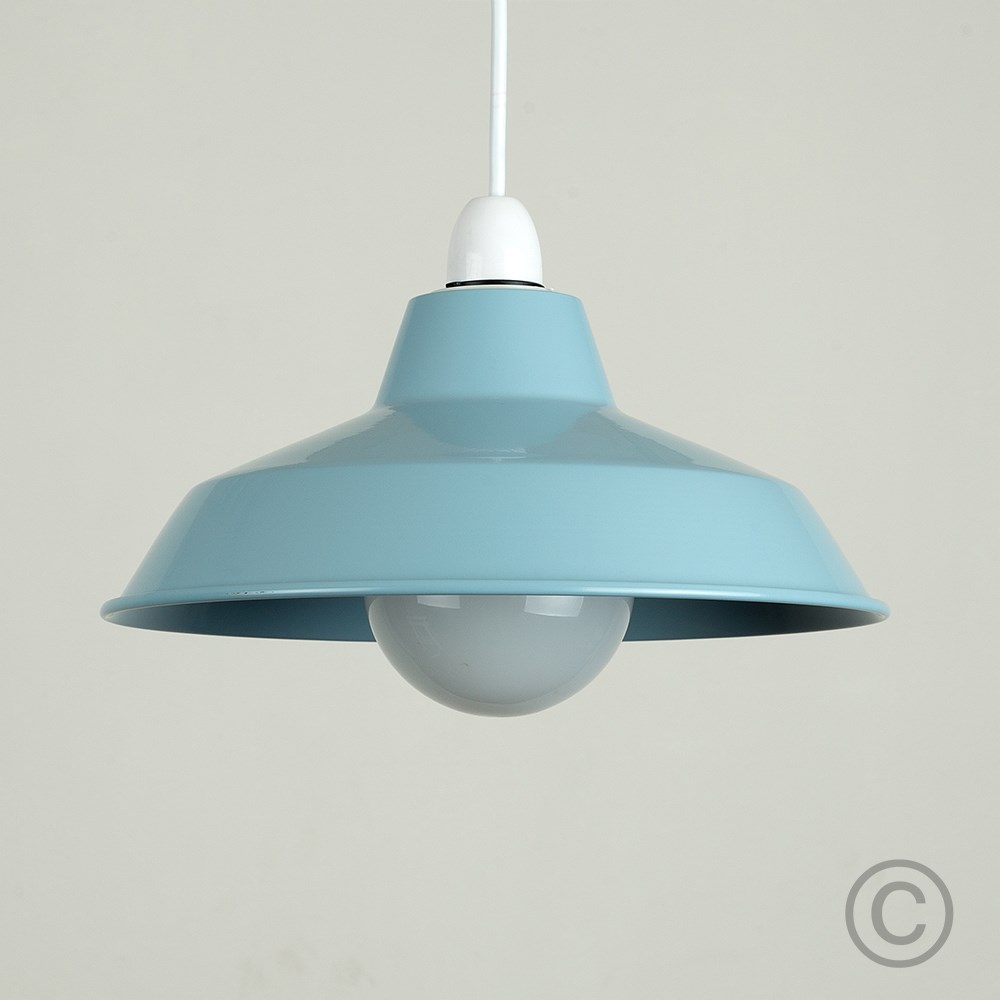 ValueLights Colby Cornflower Blue Retro Ceiling Pendant Light Shade Image 2