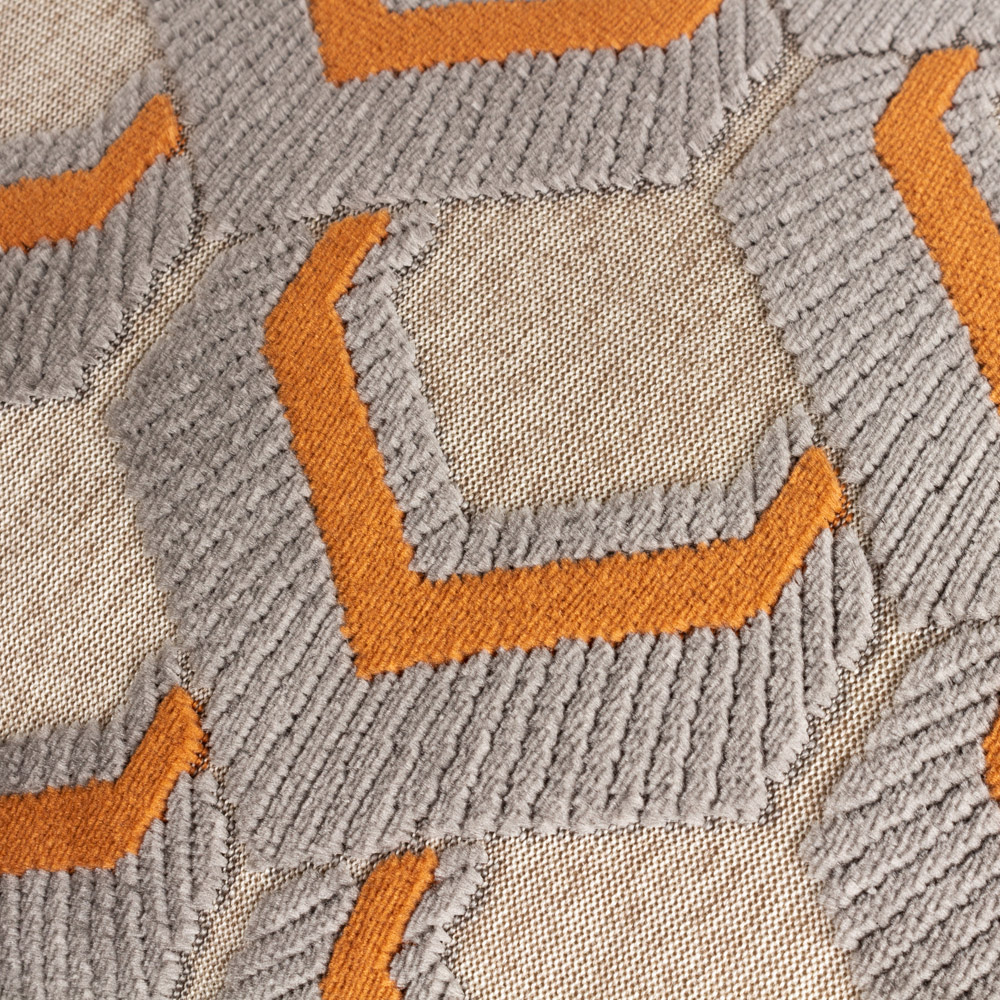 Paoletti Ledbury Ginger and Grey Velvet Jacquard Cushion Image 4
