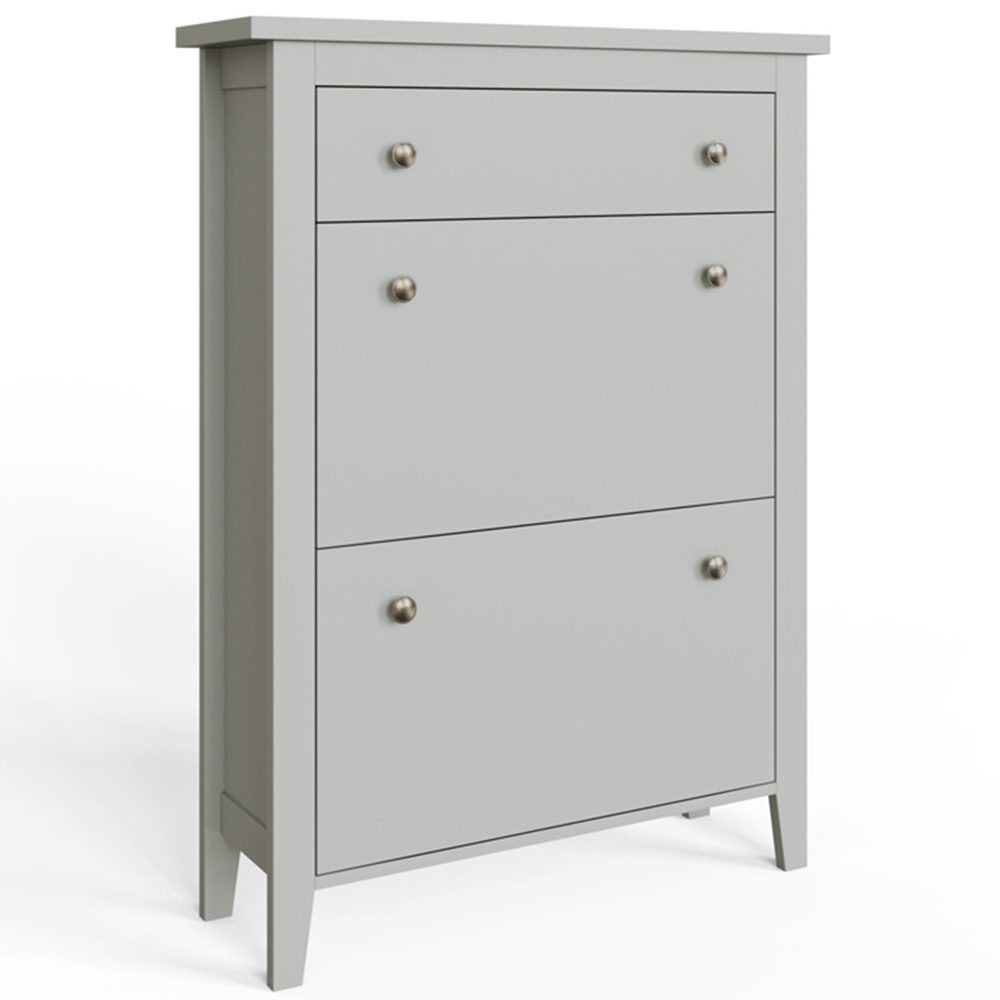 GFW Deluxe 2 Tier Grey Shoe Cabinet Image 2