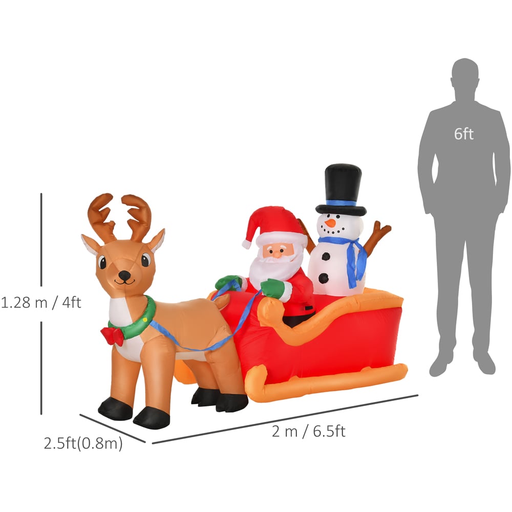 Everglow LED Inflatable Christmas Santa Claus with Snowman on Sleigh Deer 4.2ft Image 8