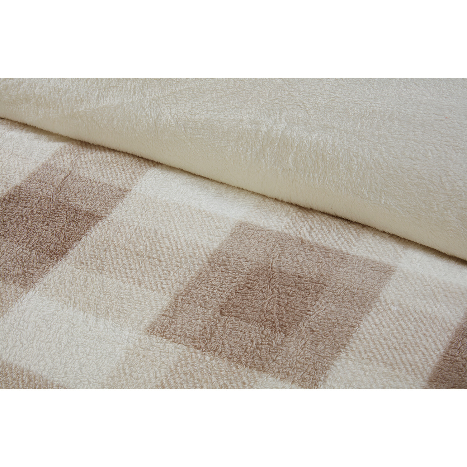 Teddy Fleece Printed Check Duvet Set - Natural / King Image 2
