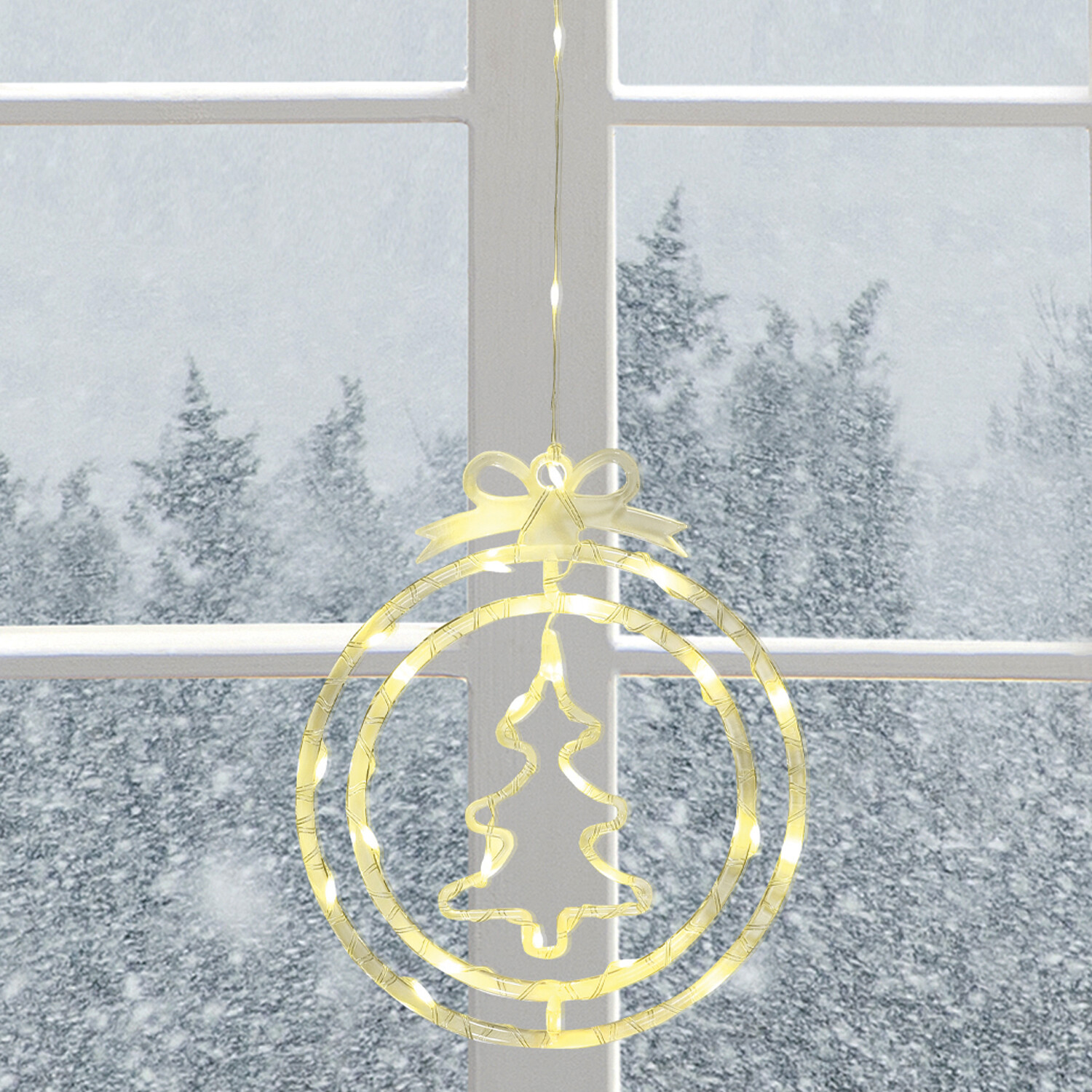 Christmas Tree and Bows LED Curtain Light - White Image 5