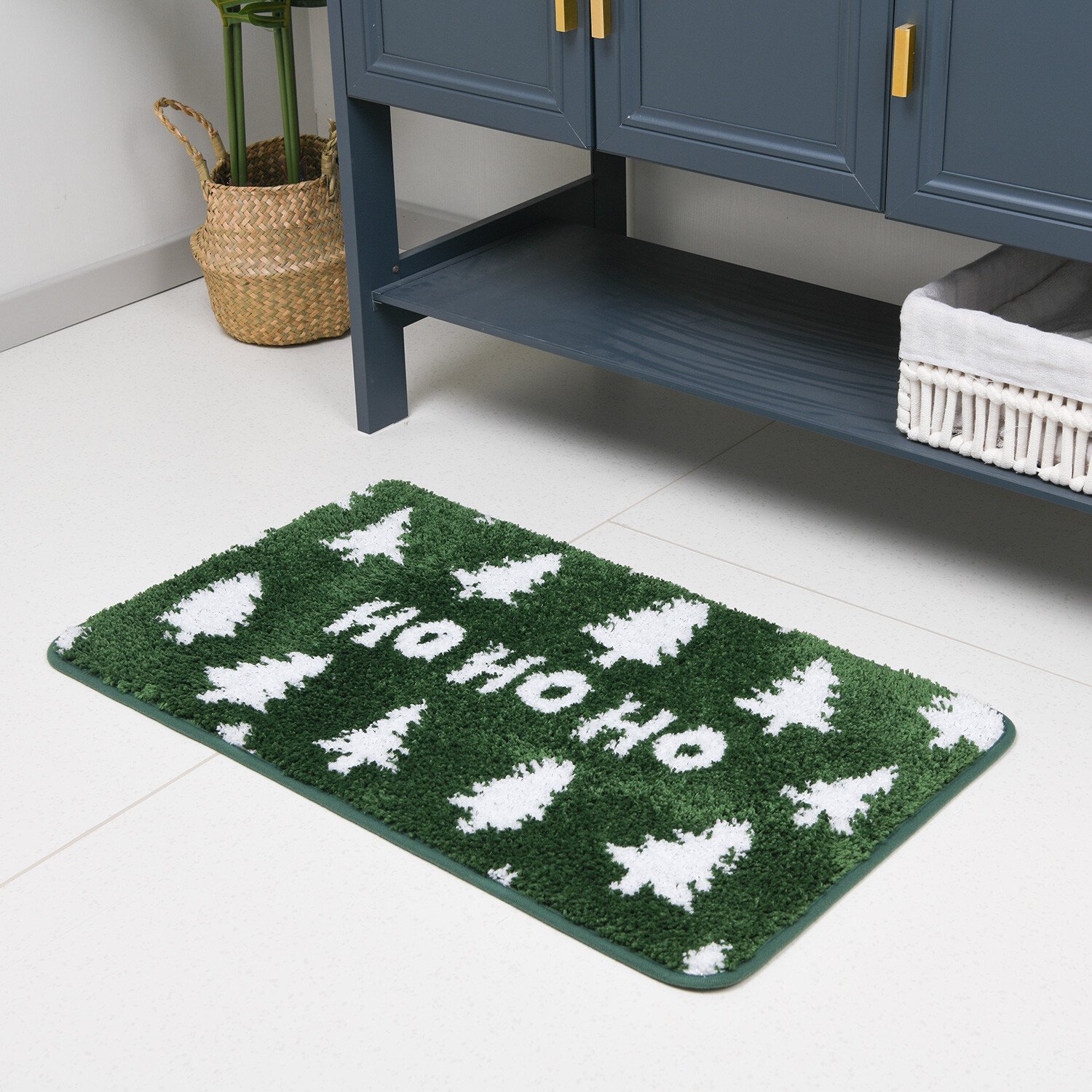 Ho Ho Ho Bath Mat - Green Image 2