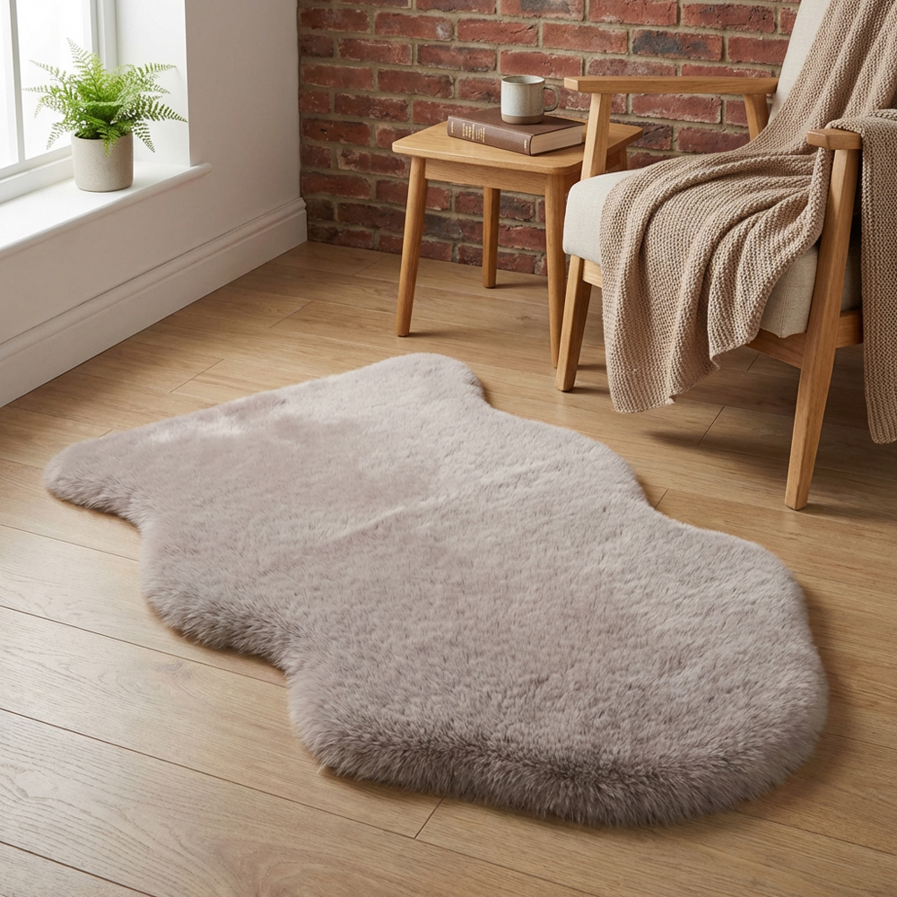 Fancy Fur Rug Luxury Faux Fox Fur Rug - Pebble | Homebase