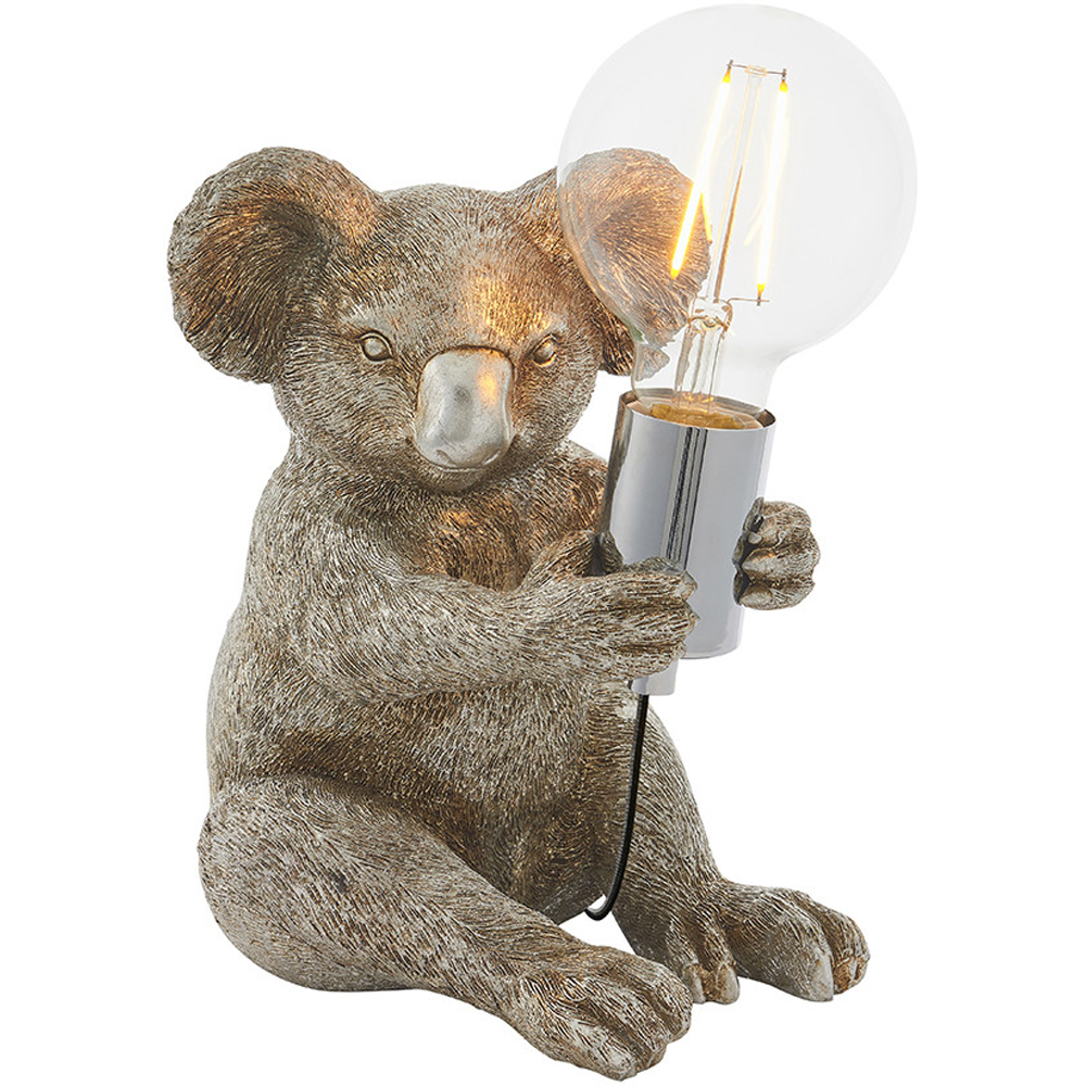 Merano Andria Vintage Silver Paint and Chrome Koala Table Lamp Image 1