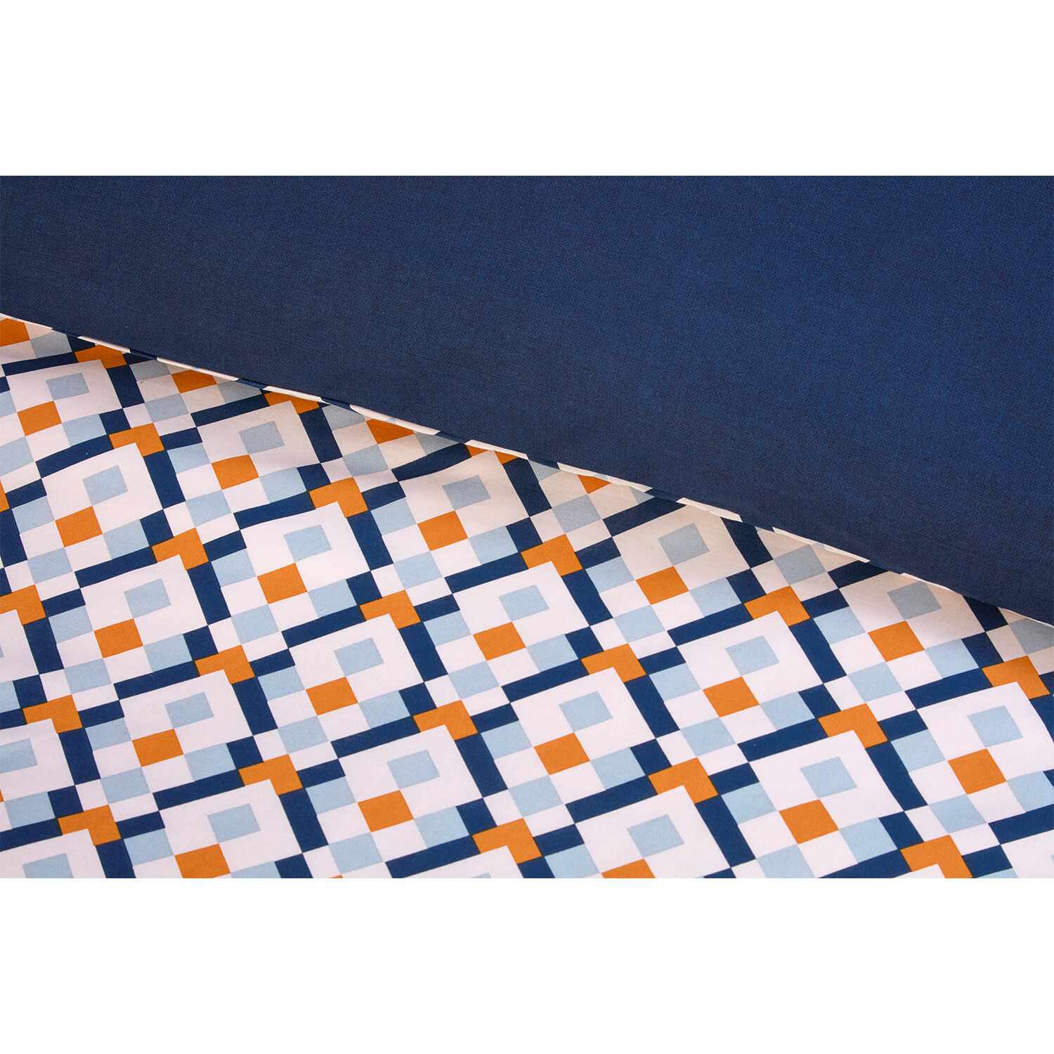 Dalton Reversible Geometric Duvet Set - Navy / Double Image 4