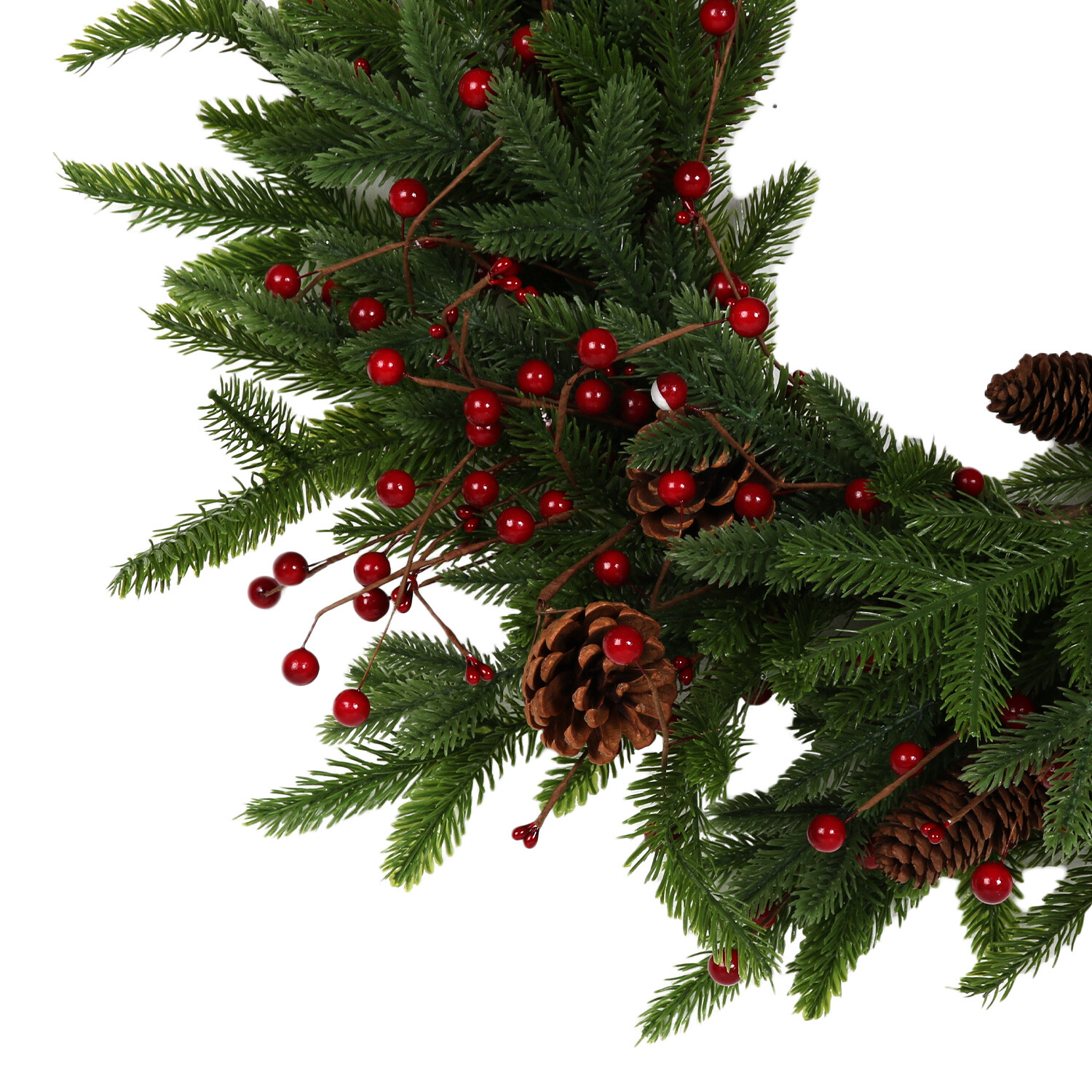 Red Berries & Pinecone Wreath - Green Image 2