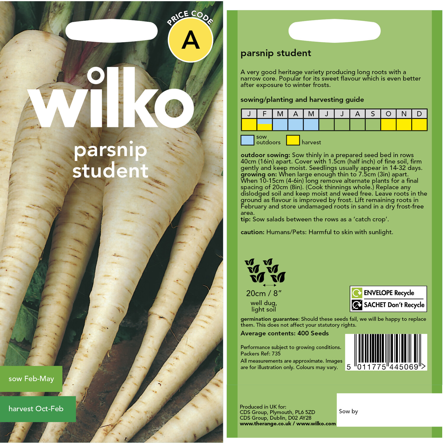 Wilko Parsnip Student Seeds Image 3