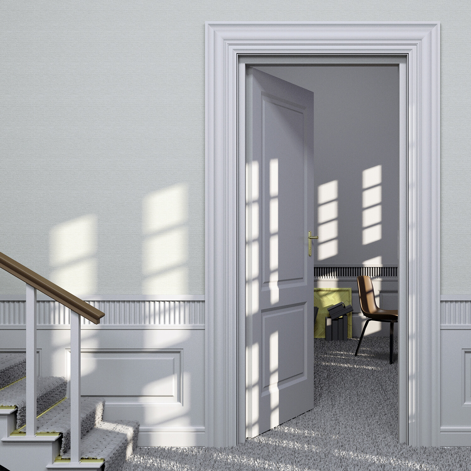 Calico Plain Textured Wallpaper - Grey Image 5