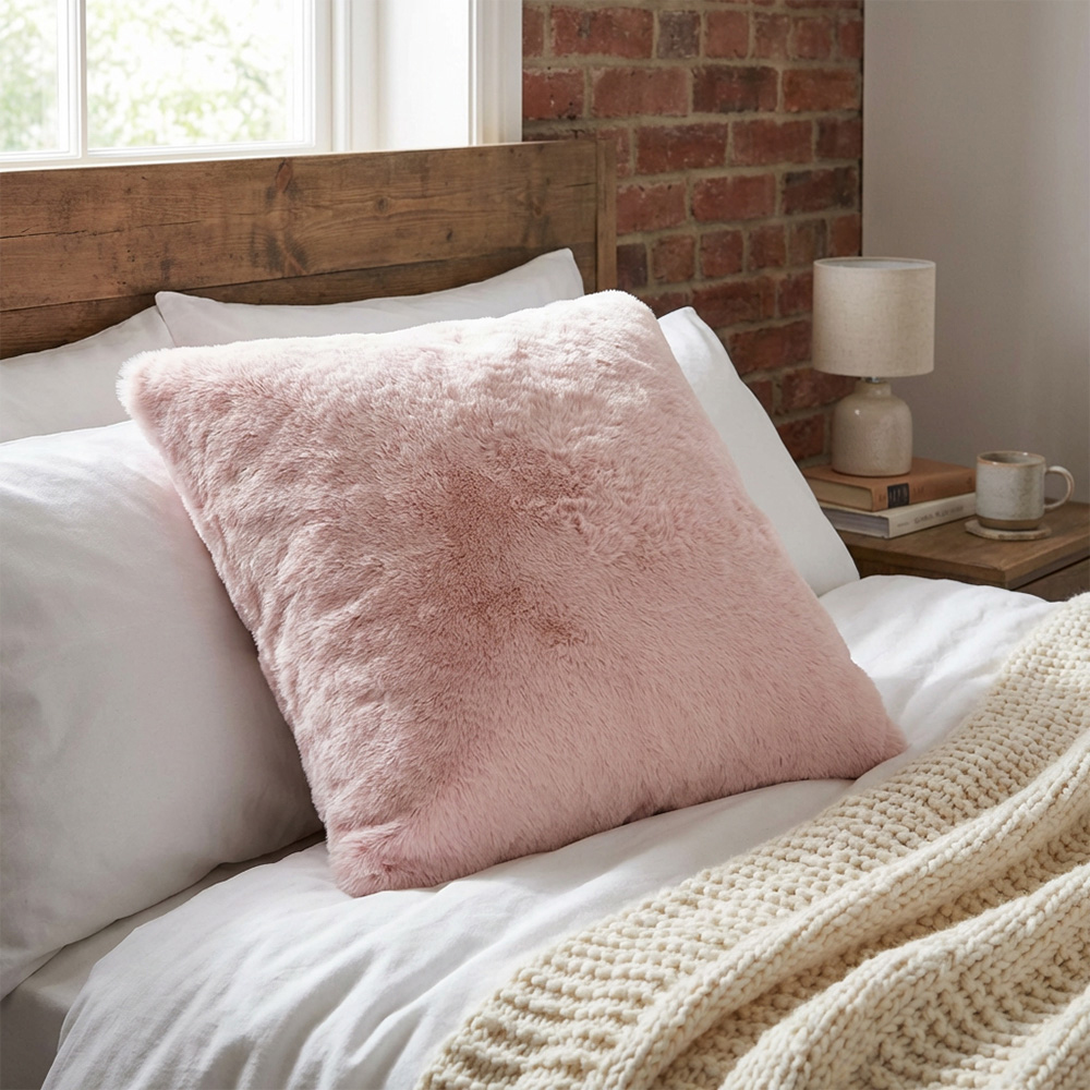 Divante Blush Rabbit Faux Fur Cushion 55cm Image 4