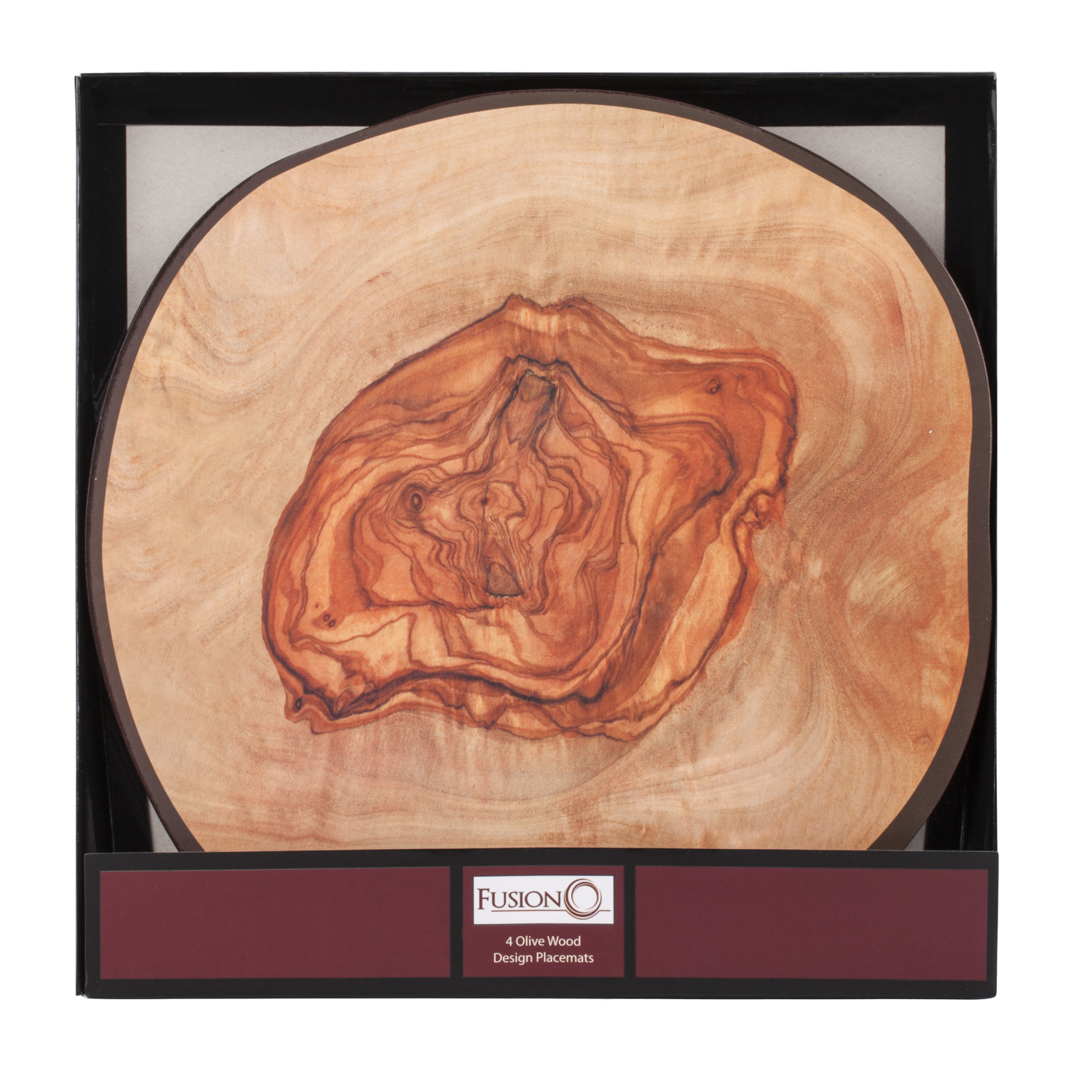 Fusion 4 Pack Orange Olive Wood Placemat Image 2