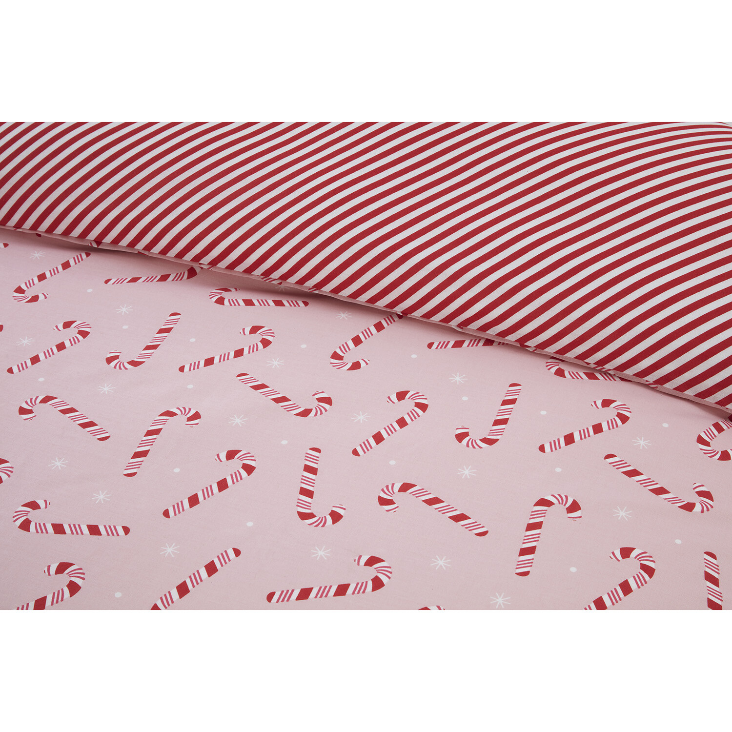 Candy Cane Duvet Cover and Pillowcase Set - Pink / Double Image 4