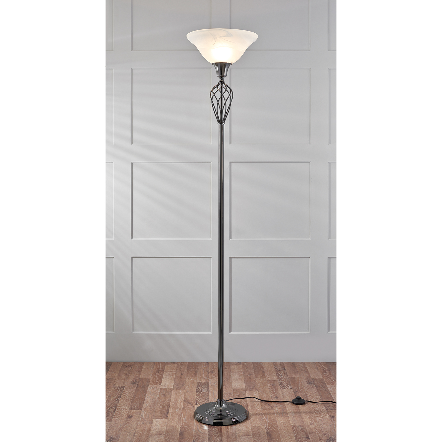 Black Classic Torchiere Lamp Image 3