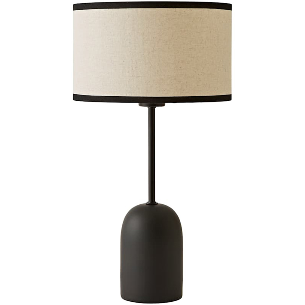 ValueLights Kaiden Black Trim Linen Shade Dome Table Lamp Image 1