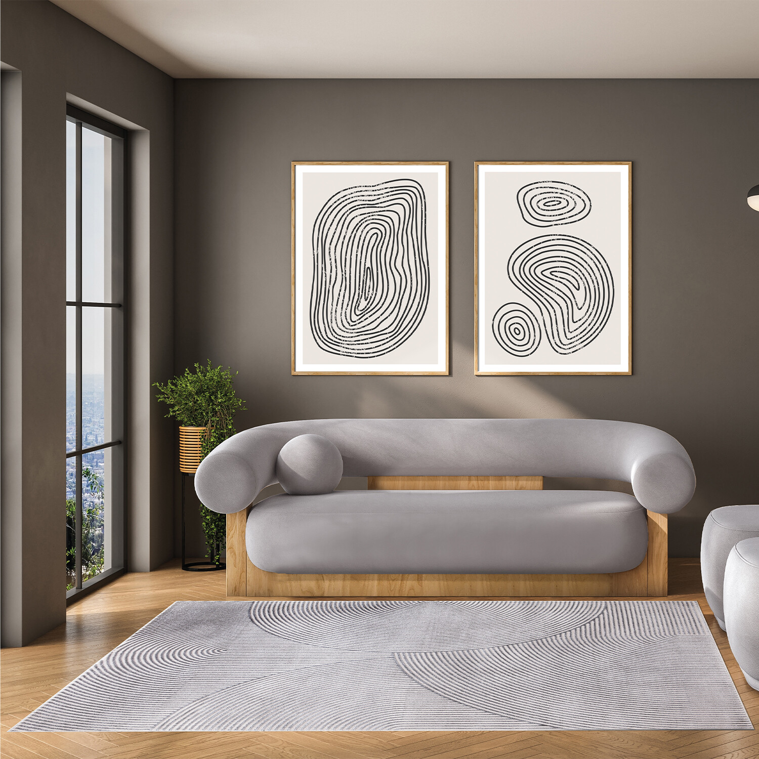 Avery Contemporary Arch Rug - Charcoal / 120cm Image 2