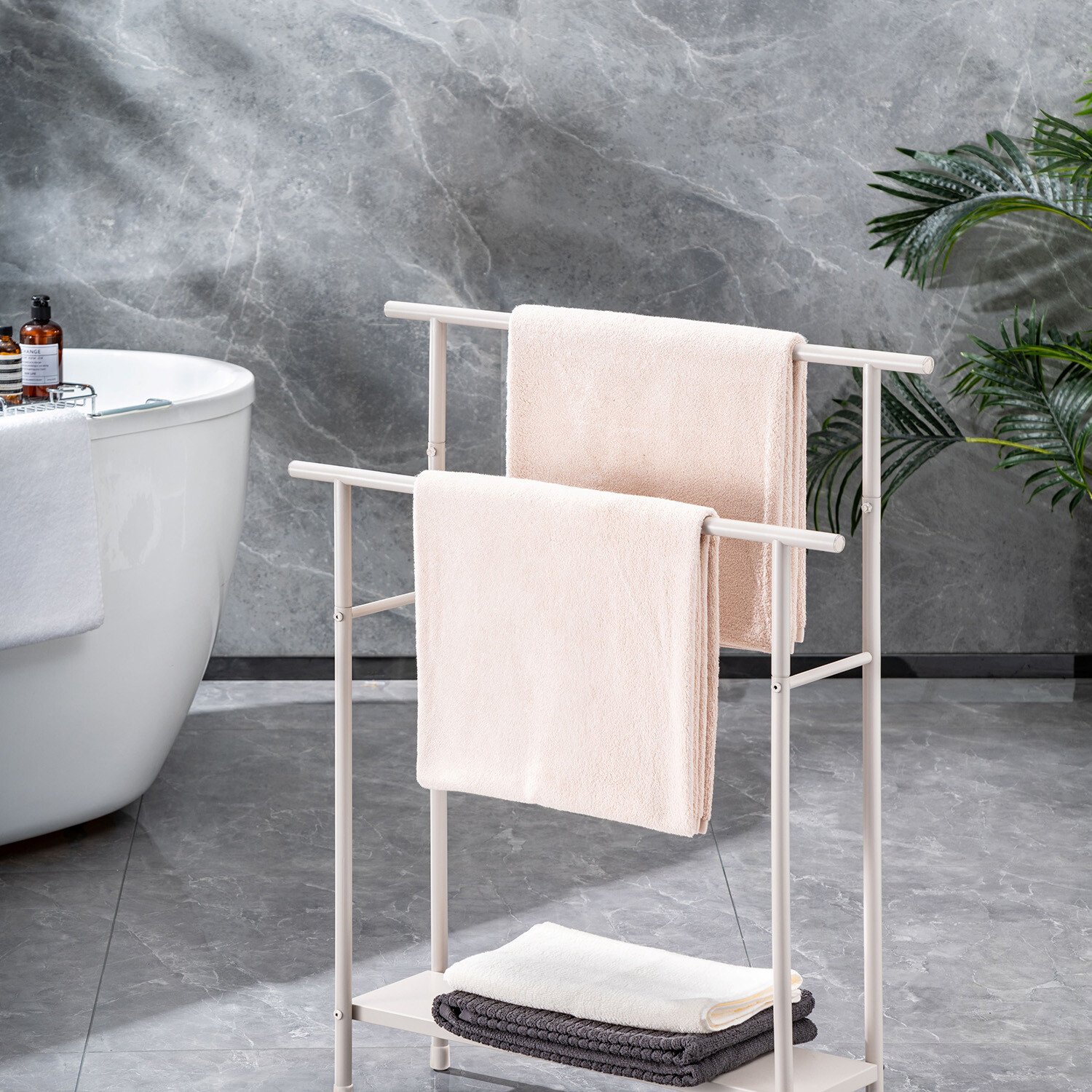 Brooklyn 2 Tier Towel Rack Stand - Fawn Image 4