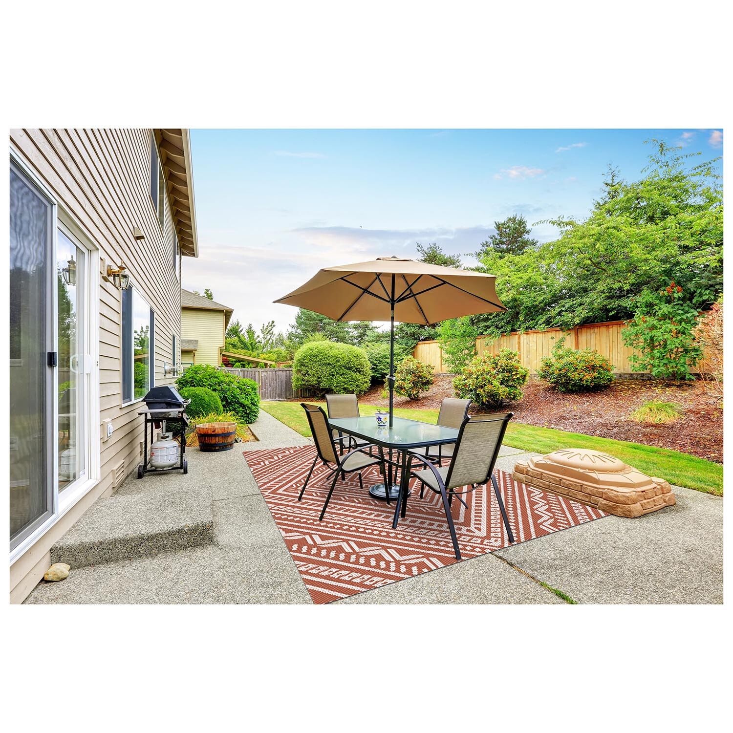 Boho Terracotta Outdoor Rug Image 2