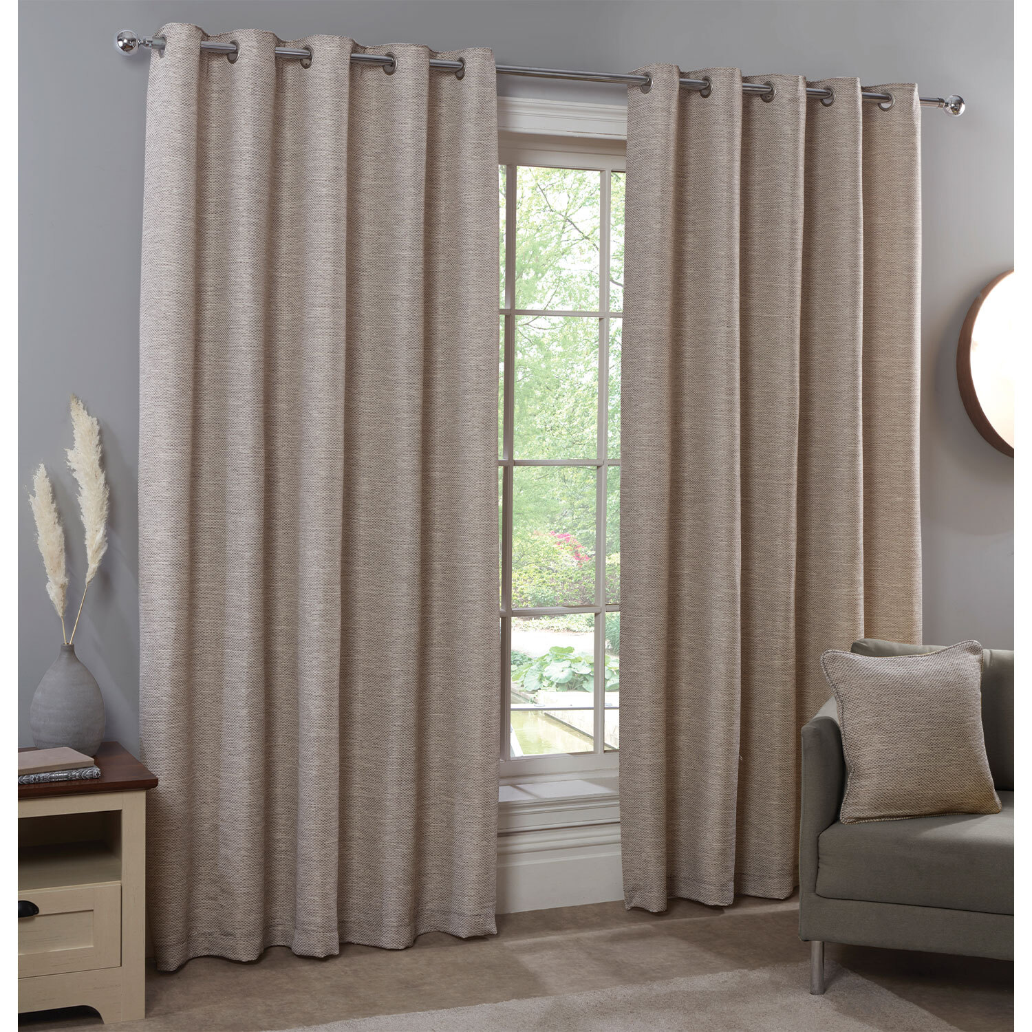 Divante Wentworth Neutral Eyelet Curtain 168 x 137cm Image 2
