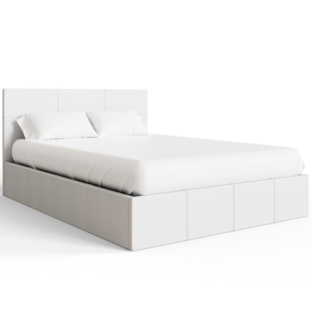 GFW King Size White Faux Leather End Lift Ottoman Bed with Bonnell Mattress Image 3