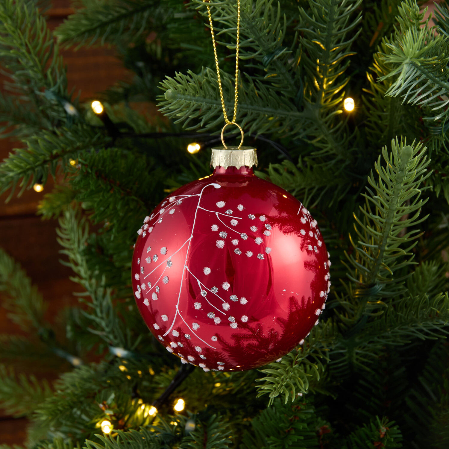 Ruby Red Glitter Design Bauble Image 5