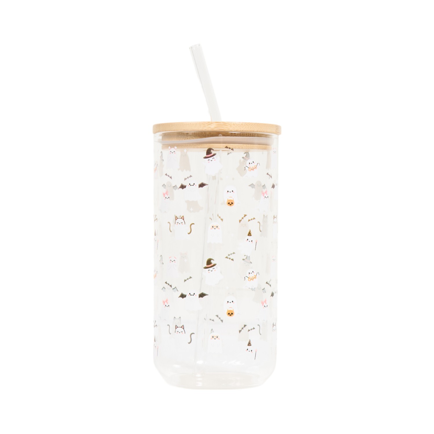 Ghost Drinking Jar with Straw Clear Image 2