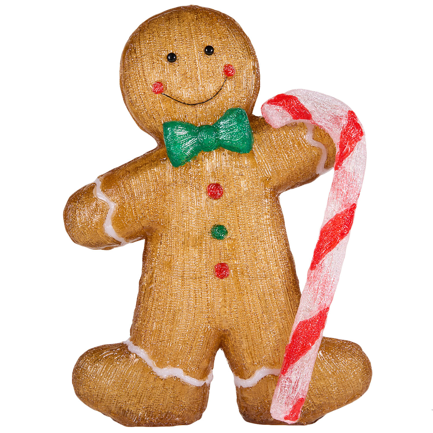 Acrylic Candy Cane Gingerbread Decoration Brown Image 2