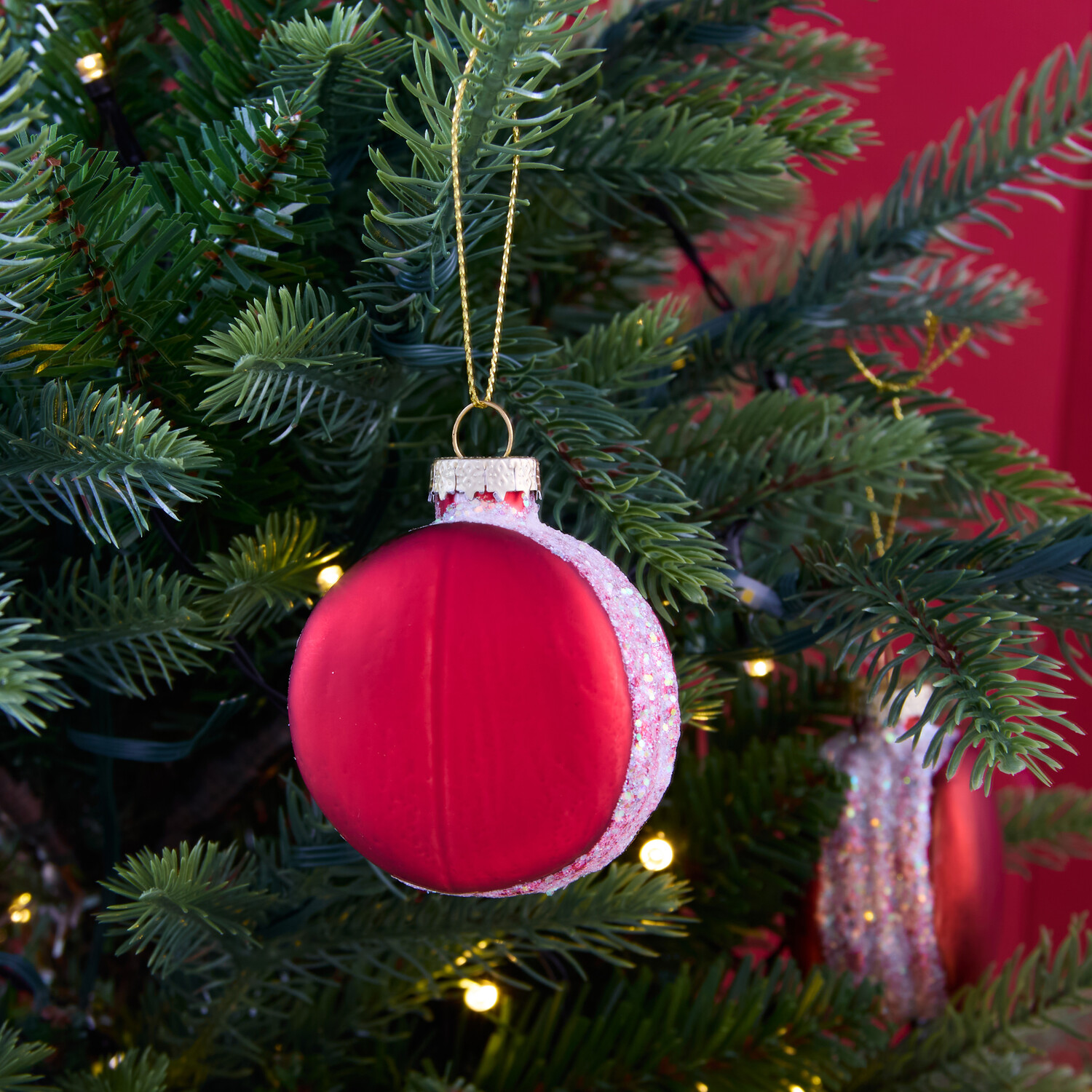 Glass Macaron Tree Decoration Red Image 3