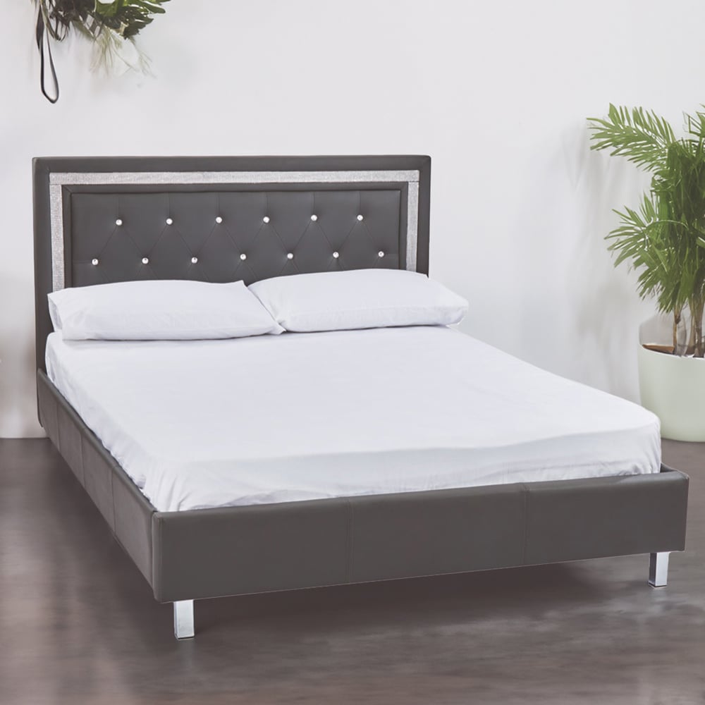 Crystalle 5.0 King Size Grey Bed Frame Image 1