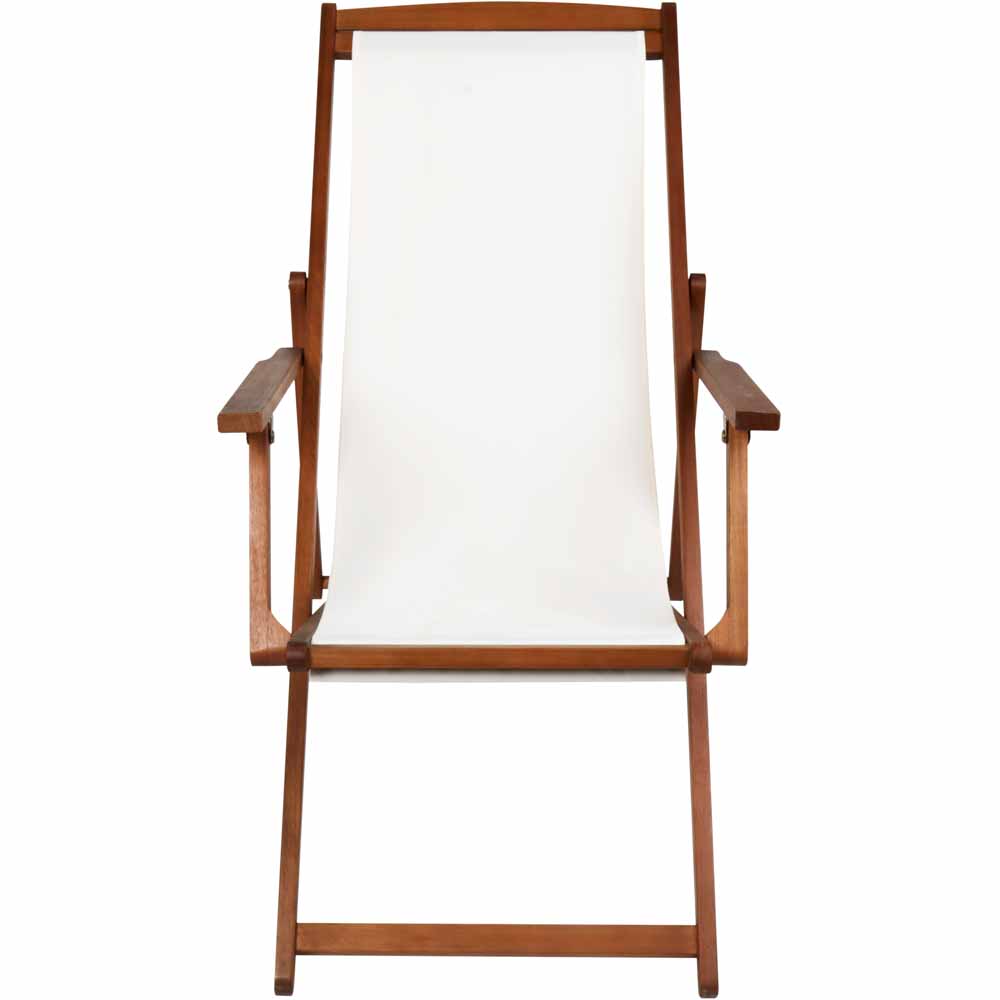 Charles Bentley Cream Eucalyptus Wooden Deck Chair Image 4
