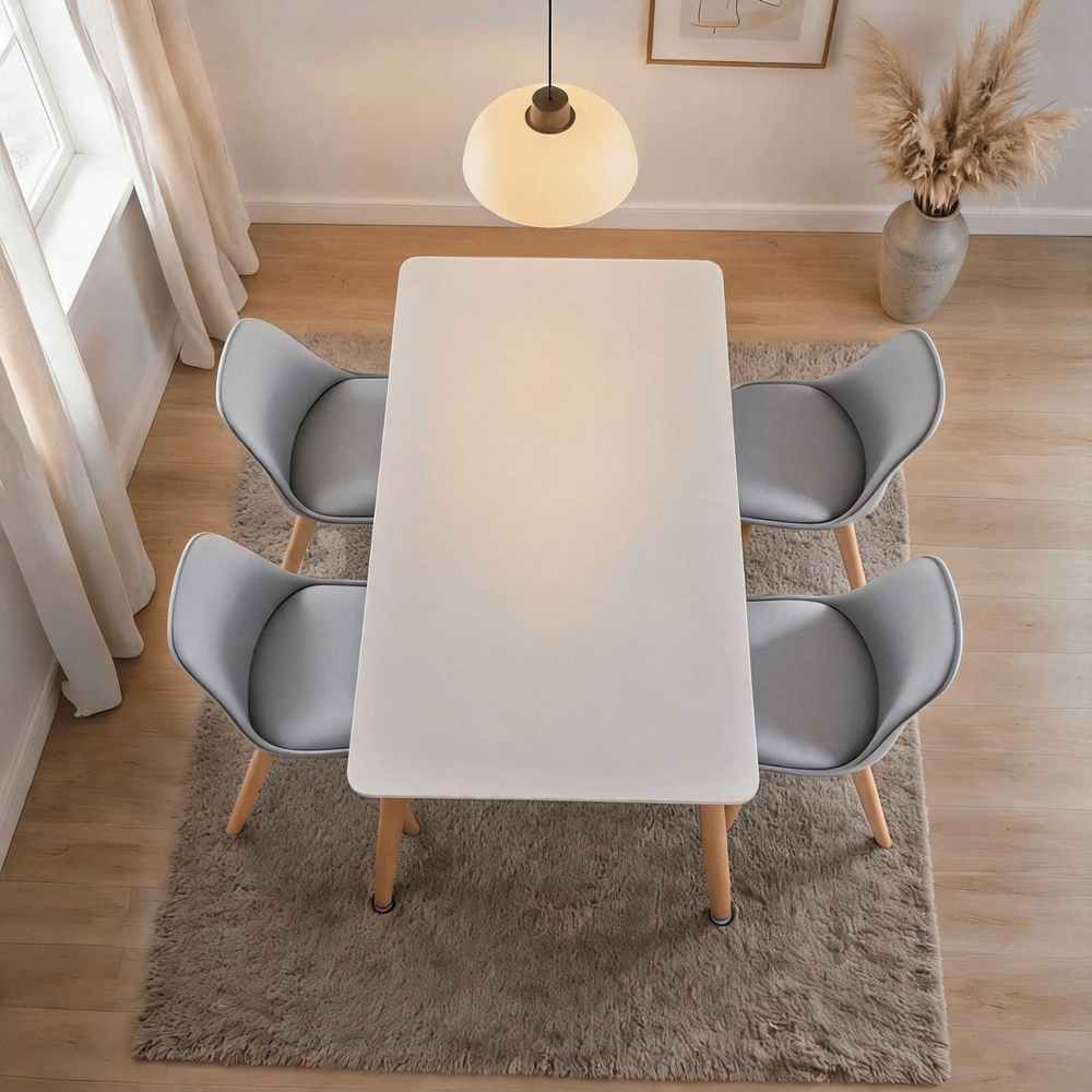 Home Source Braga 4 Seater White Dining Table with Grey Lisbon Chairs Image 8