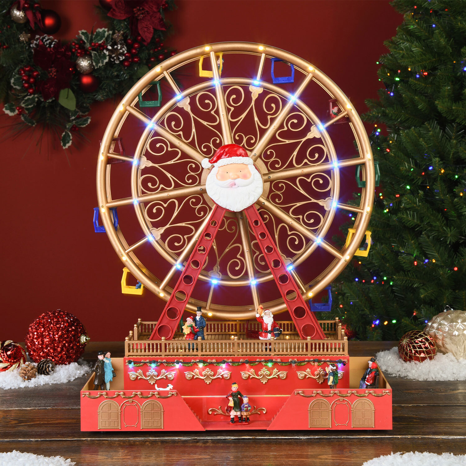 Festive LED Musical Ferris Wheel Christmas Decoration | Homebase